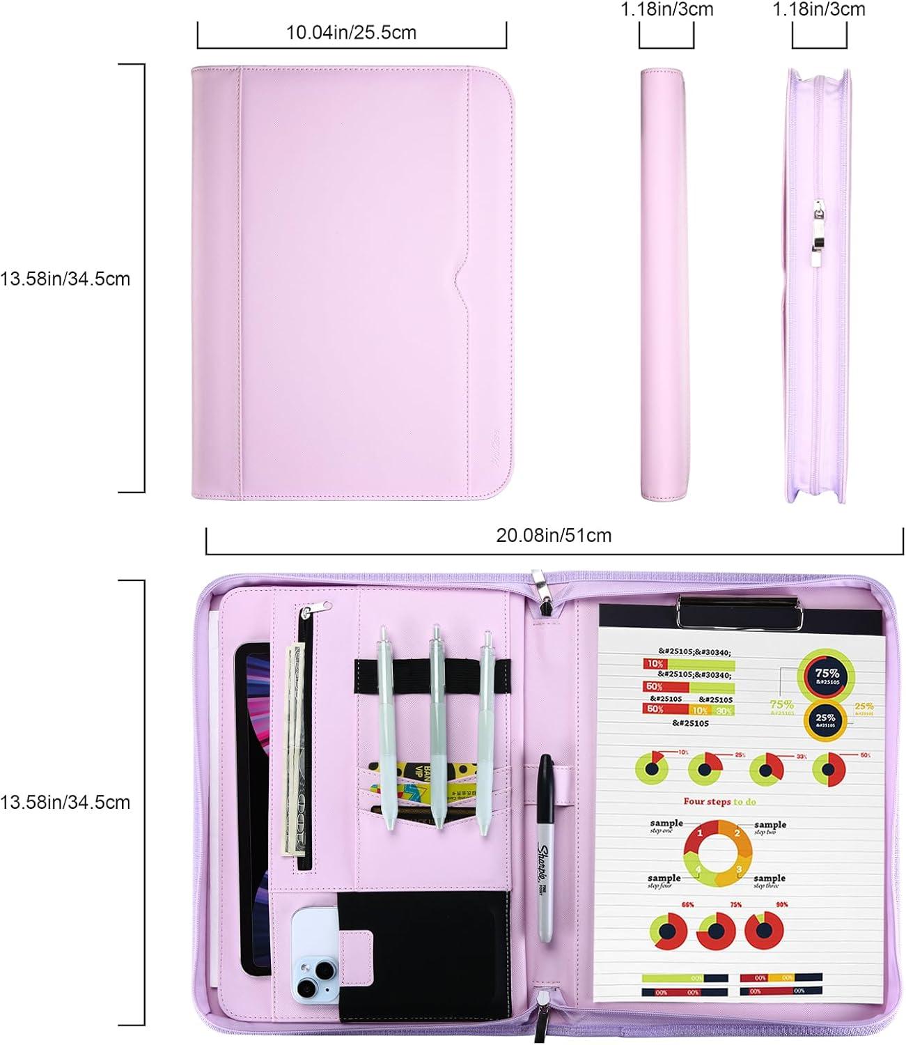 image:imageProCase Portfolio Business Padfolio Folder with Zipper Conference Meeting Executive File Legal Document Organizer with Pockets Letter Size A4 Writing Pad Notepad Padfolio NavyPurple