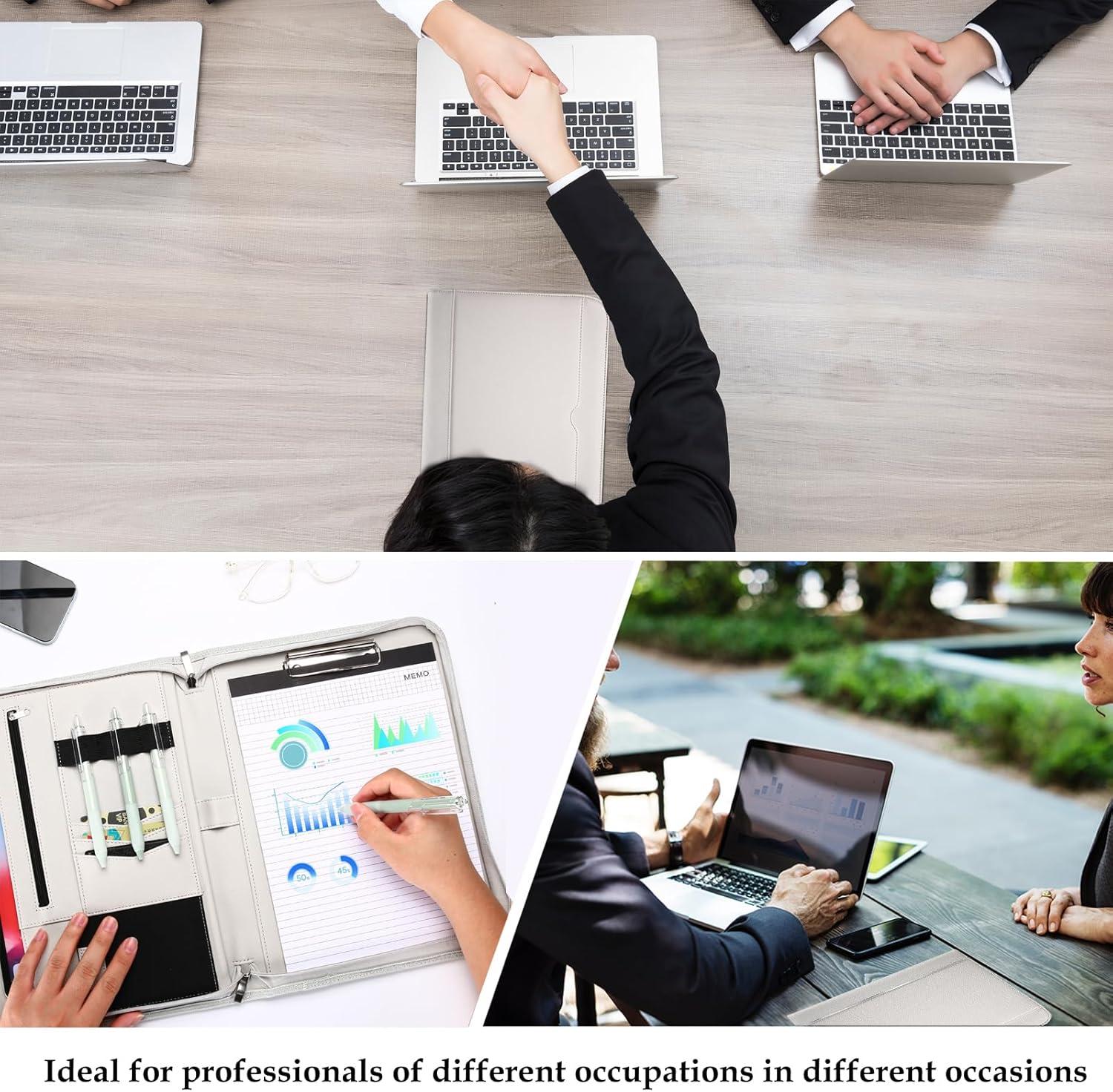image:imageProCase Portfolio Business Padfolio Folder with Zipper Conference Meeting Executive File Legal Document Organizer with Pockets Letter Size A4 Writing Pad Notepad Padfolio NavyGrey