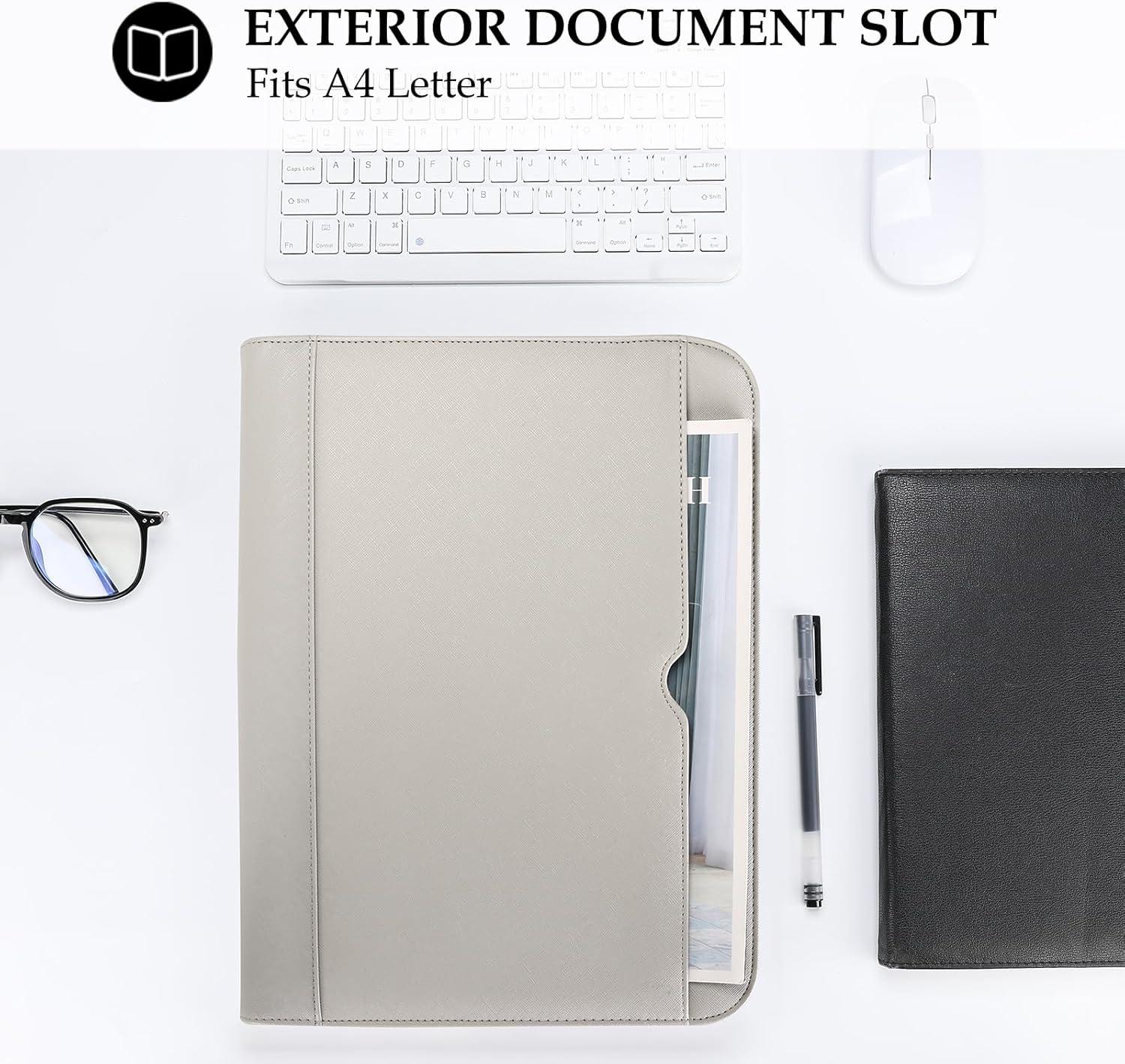 image:imageProCase Portfolio Business Padfolio Folder with Zipper Conference Meeting Executive File Legal Document Organizer with Pockets Letter Size A4 Writing Pad Notepad Padfolio NavyGrey