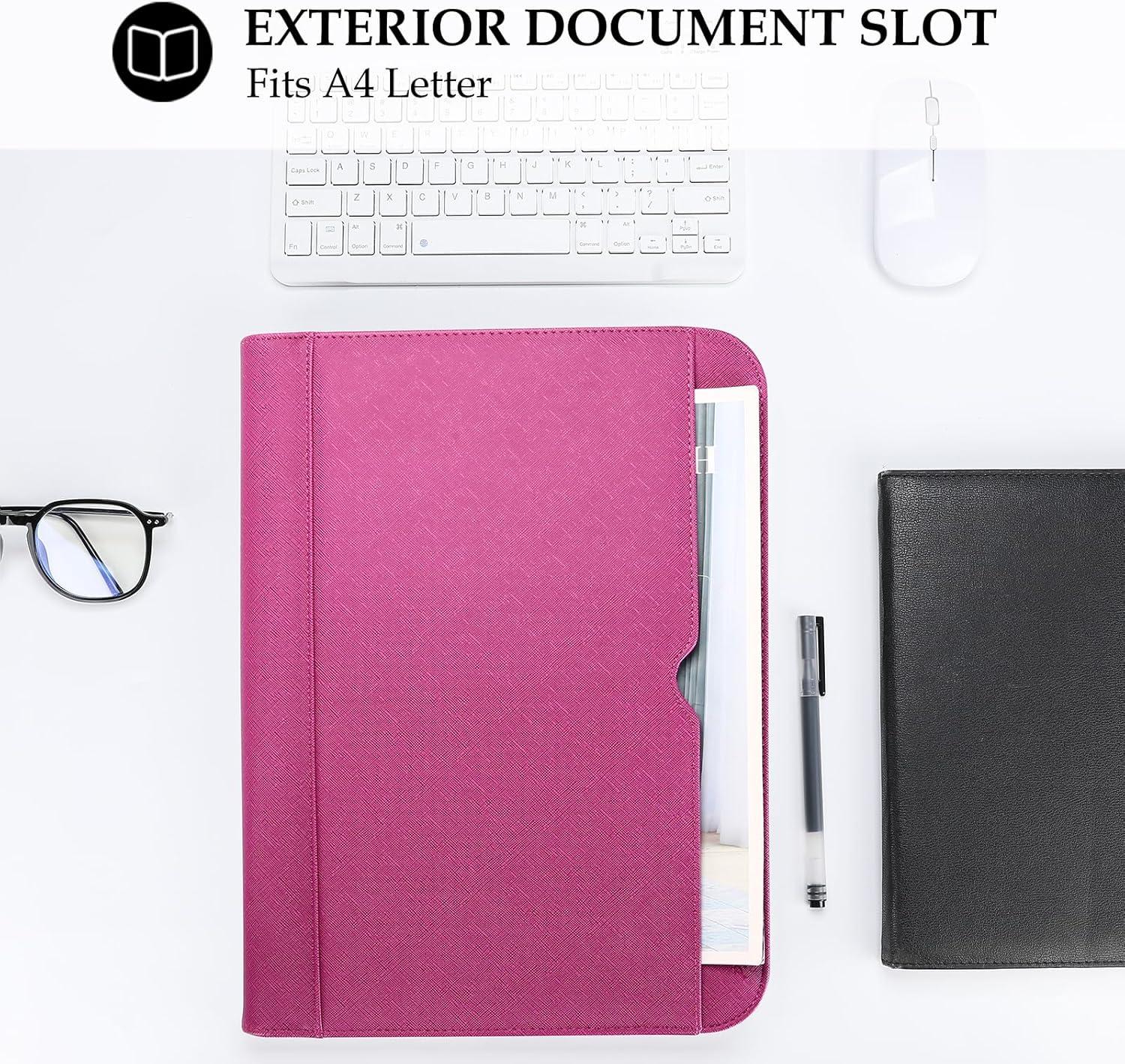 image:imageProCase Portfolio Business Padfolio Folder with Zipper Conference Meeting Executive File Legal Document Organizer with Pockets Letter Size A4 Writing Pad Notepad Padfolio NavyMagenta