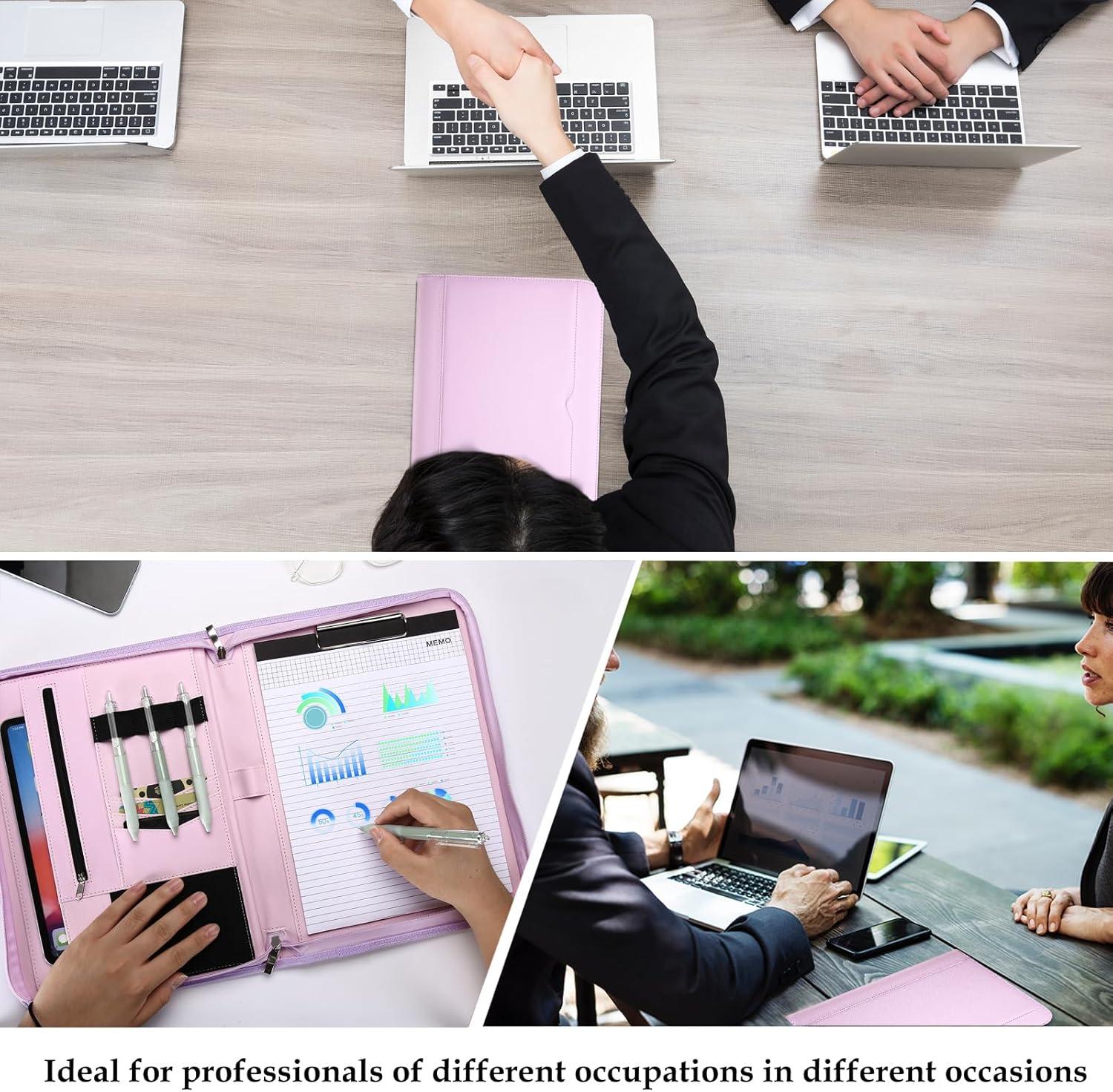 image:imageProCase Portfolio Business Padfolio Folder with Zipper Conference Meeting Executive File Legal Document Organizer with Pockets Letter Size A4 Writing Pad Notepad Padfolio NavyPurple