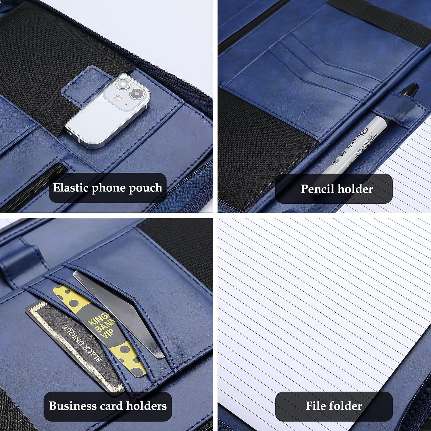 image:imageProCase Portfolio Business Padfolio Folder with Zipper Conference Meeting Executive File Legal Document Organizer with Pockets Letter Size A4 Writing Pad Notepad Padfolio NavyNavy