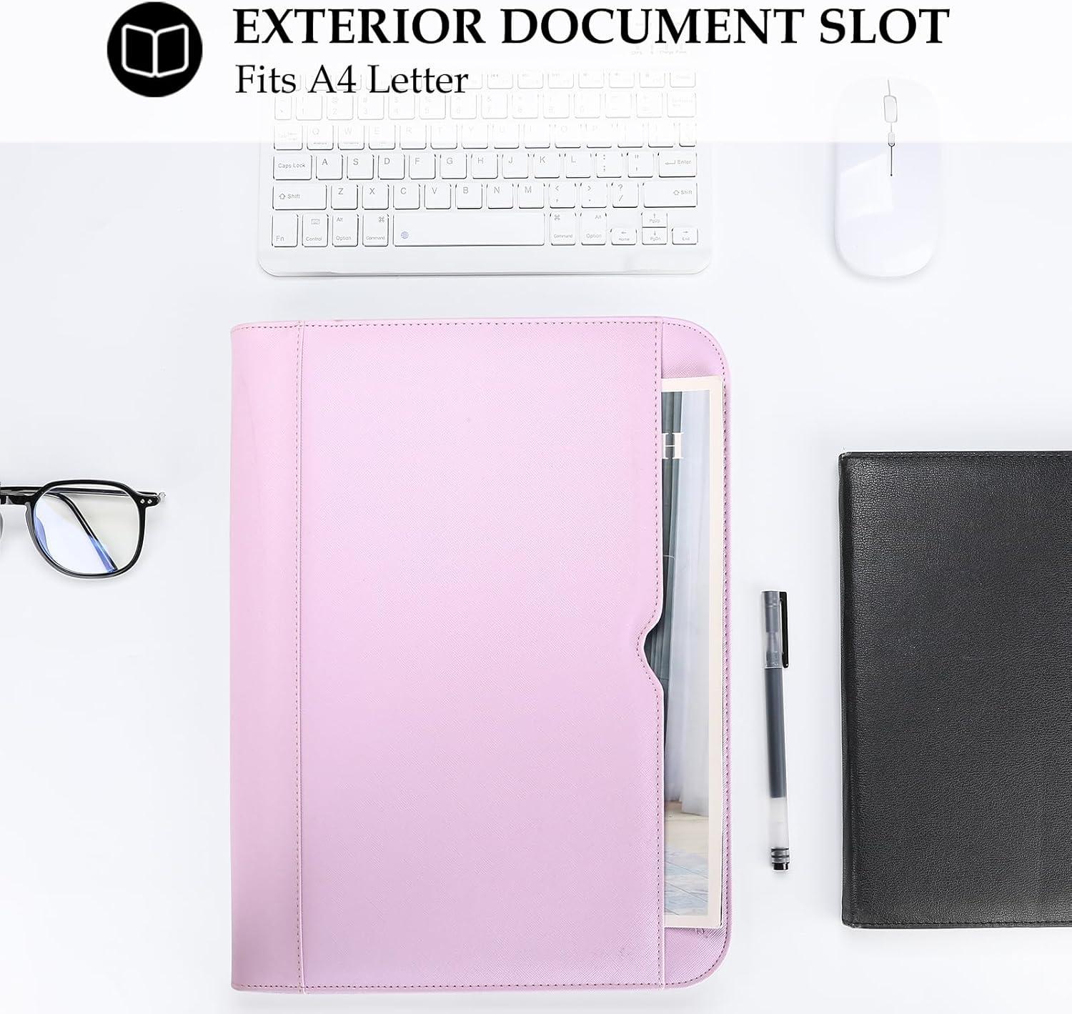 image:imageProCase Portfolio Business Padfolio Folder with Zipper Conference Meeting Executive File Legal Document Organizer with Pockets Letter Size A4 Writing Pad Notepad Padfolio NavyPurple