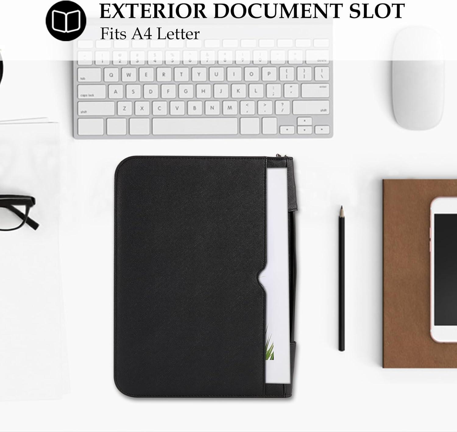 image:imageProCase Portfolio Business Padfolio Folder with Zipper Conference Meeting Executive File Legal Document Organizer with Pockets Letter Size A4 Writing Pad Notepad Padfolio NavyAllblack