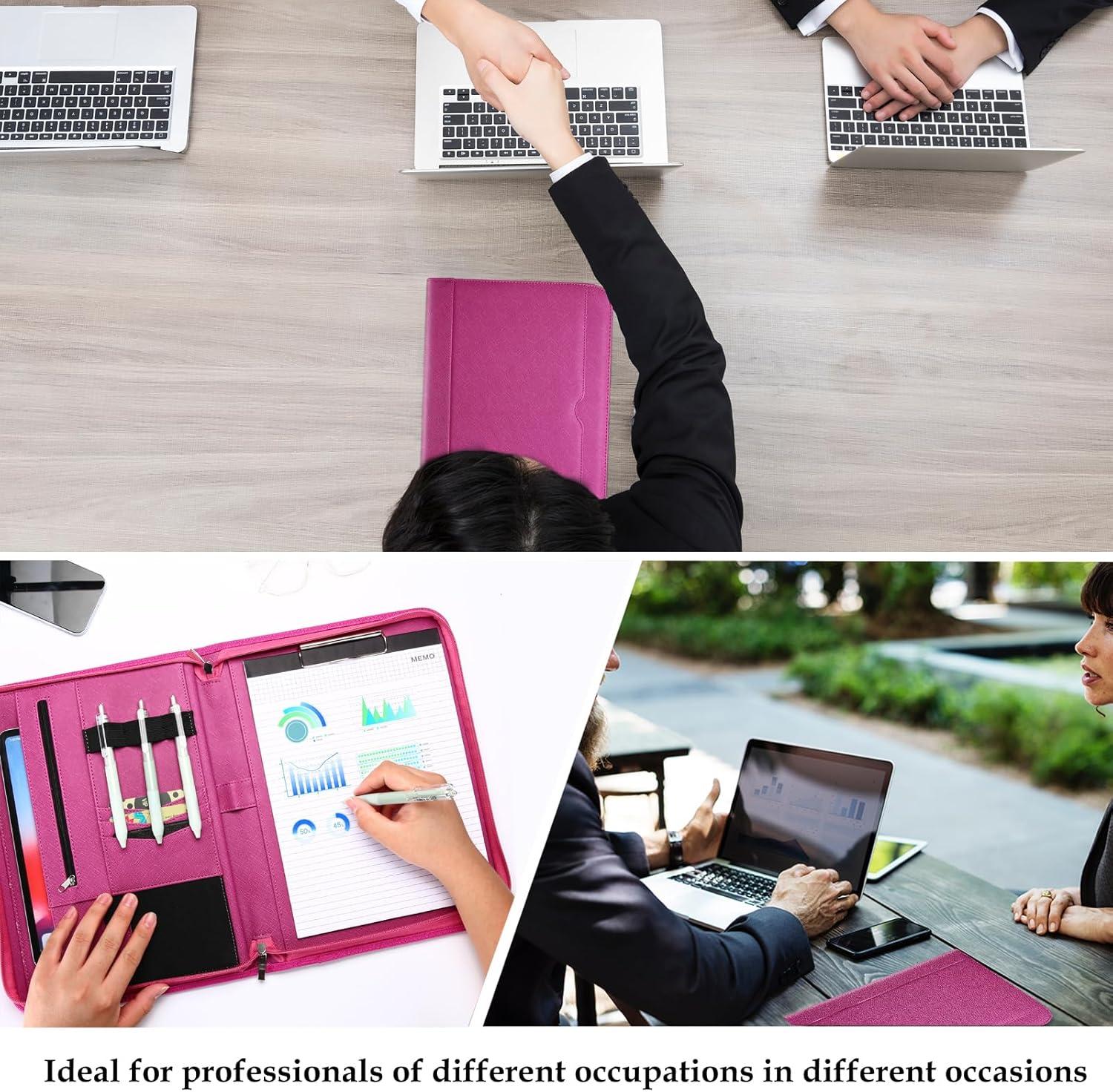 image:imageProCase Portfolio Business Padfolio Folder with Zipper Conference Meeting Executive File Legal Document Organizer with Pockets Letter Size A4 Writing Pad Notepad Padfolio NavyMagenta
