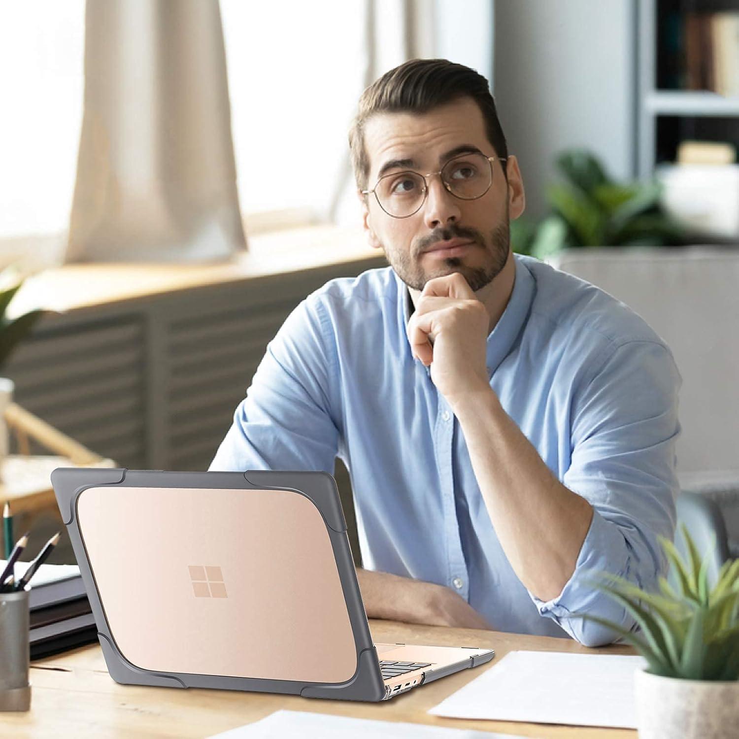 image:imageProCase Protective Case for 135 Surface Laptop 543 with Metal Palm Rest Heavy Duty Slim Hard Shell Cover with Foldable Kickstands Grey