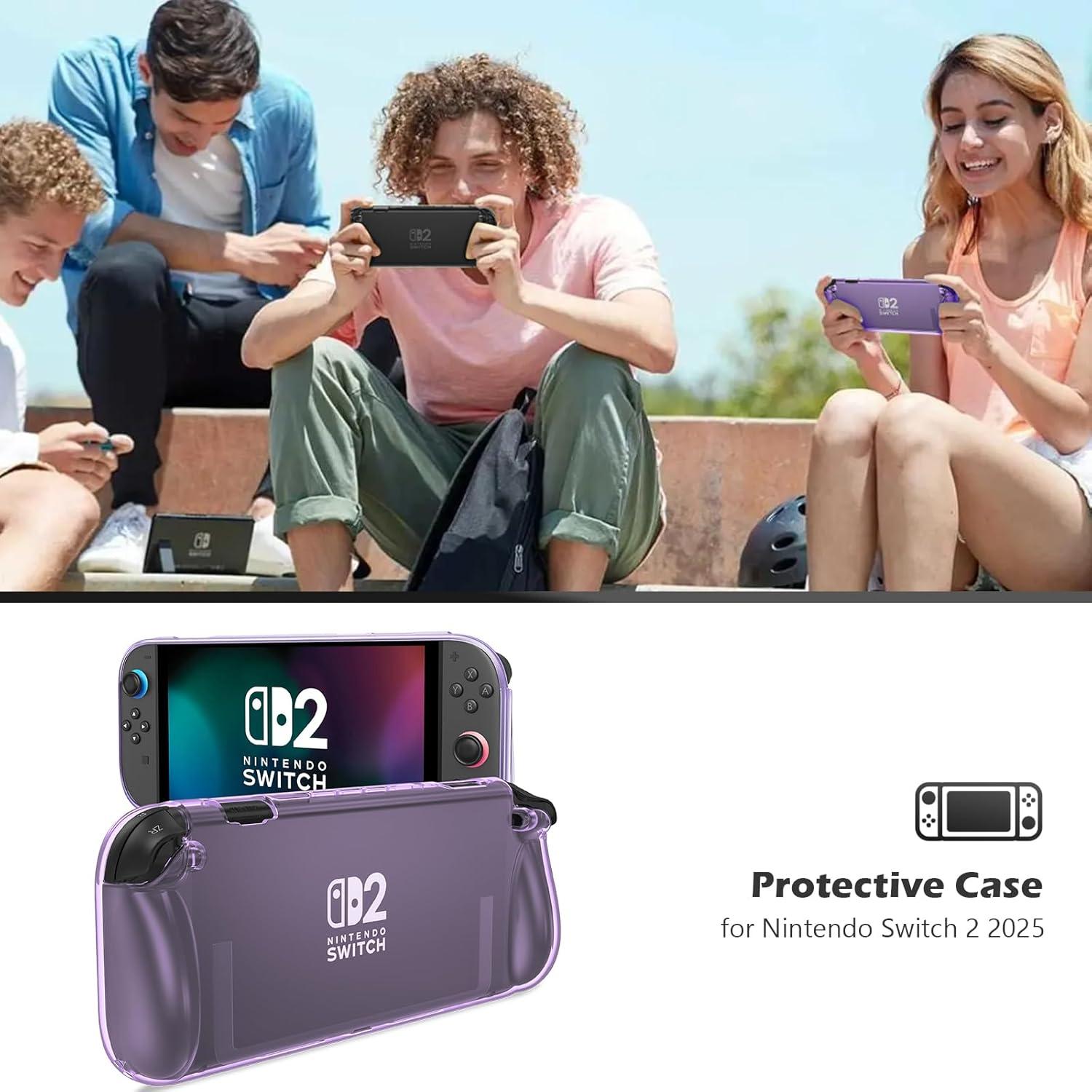image:imageProCase Protective Cover for Nintendo Switch 2 2025 Case with Ergonomic Grip Shell for Switch 2 Soft TPU Protector Accessories AntiScratch Easy to Install Transparent PinkTransparent Purple
