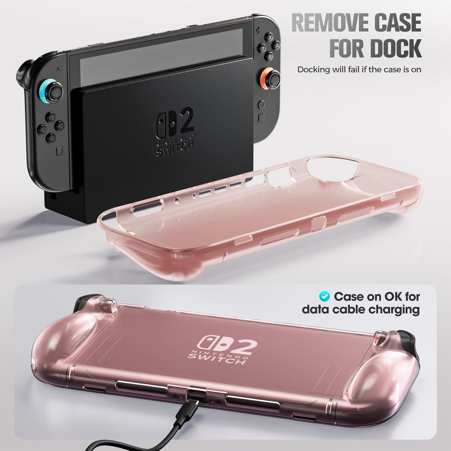 image:imageProCase Protective Cover for Nintendo Switch 2 2025 Case with Ergonomic Grip Shell for Switch 2 Soft TPU Protector Accessories AntiScratch Easy to Install Transparent PinkTransparent Pink