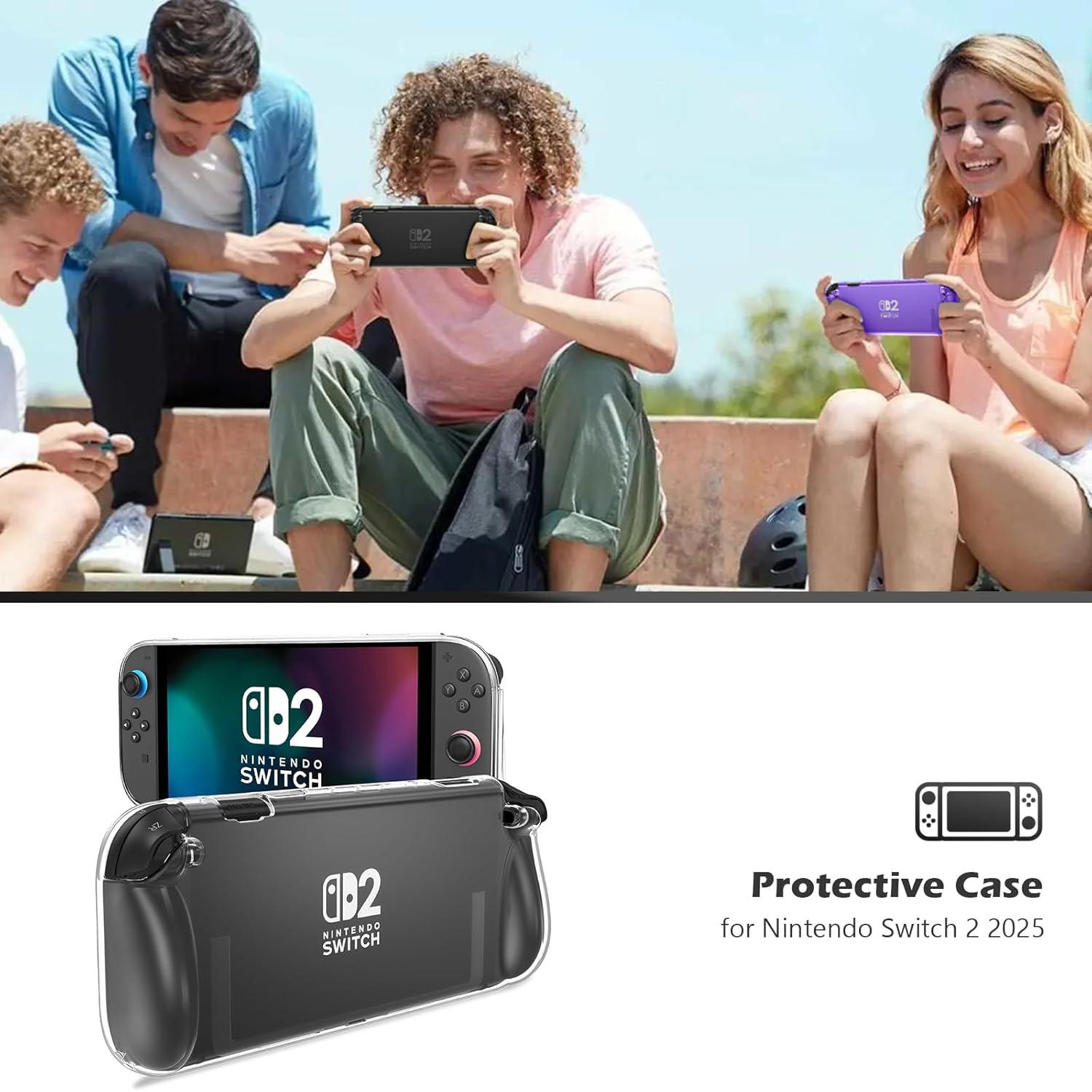 image:imageProCase Protective Cover for Nintendo Switch 2 2025 Case with Ergonomic Grip Shell for Switch 2 Soft TPU Protector Accessories AntiScratch Easy to Install Transparent PinkClear