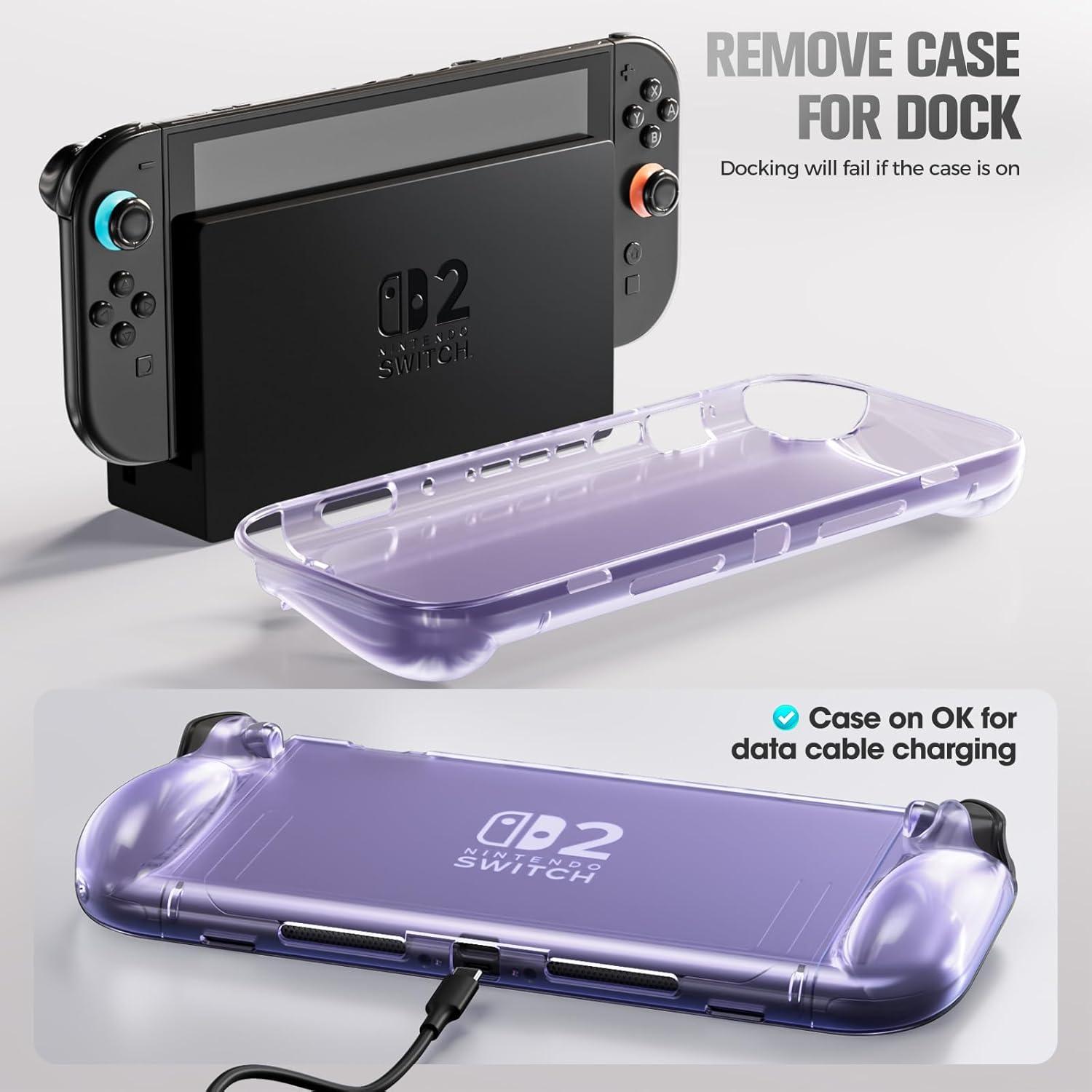 image:imageProCase Protective Cover for Nintendo Switch 2 2025 Case with Ergonomic Grip Shell for Switch 2 Soft TPU Protector Accessories AntiScratch Easy to Install Transparent PinkTransparent Purple