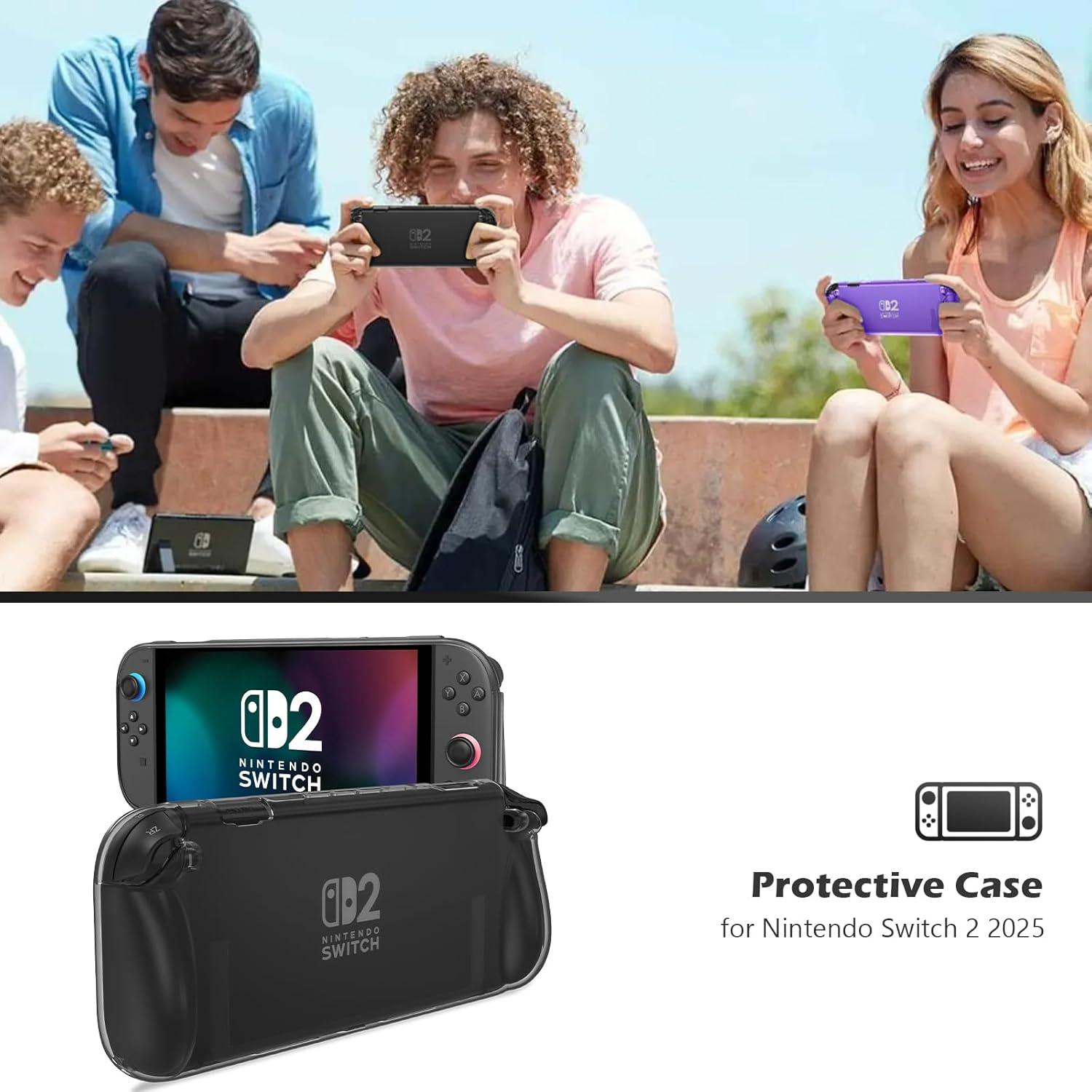 image:imageProCase Protective Cover for Nintendo Switch 2 2025 Case with Ergonomic Grip Shell for Switch 2 Soft TPU Protector Accessories AntiScratch Easy to Install Transparent PinkTransparent Black