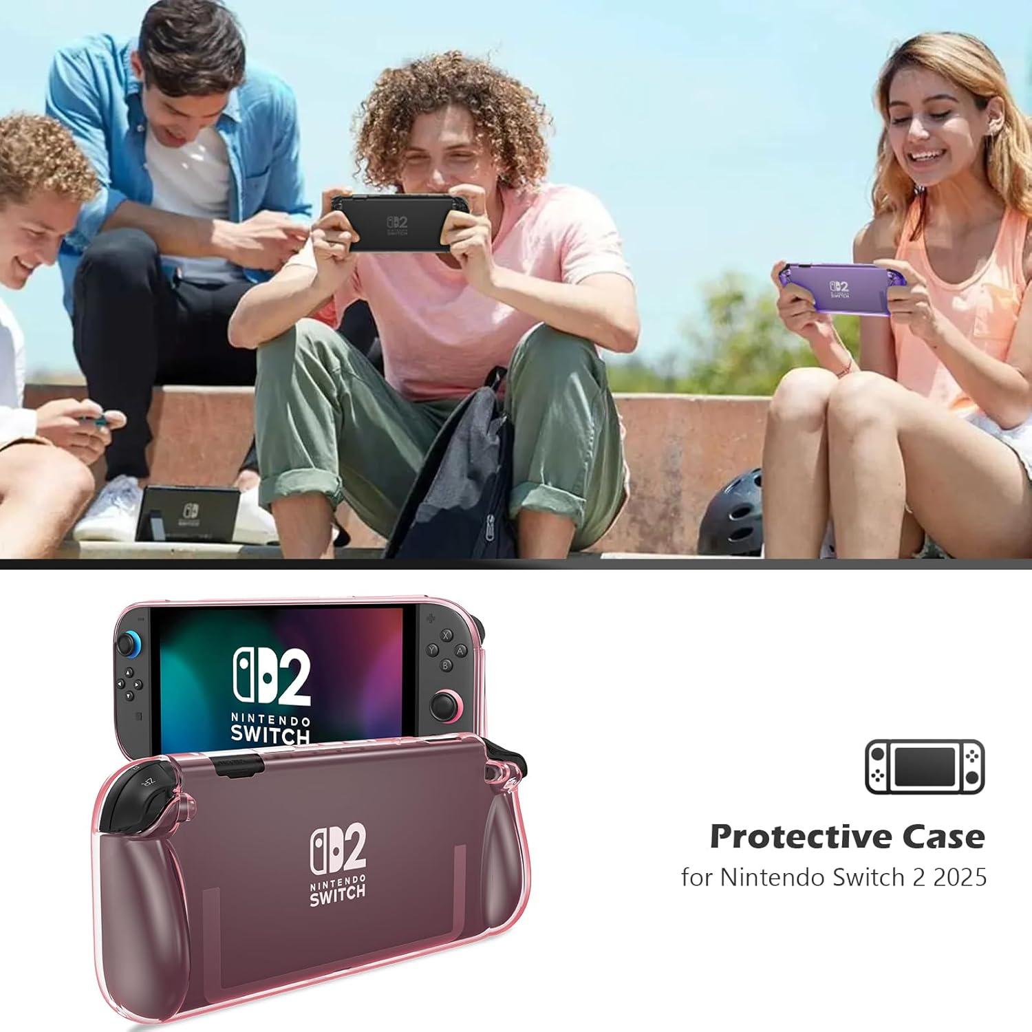 image:imageProCase Protective Cover for Nintendo Switch 2 2025 Case with Ergonomic Grip Shell for Switch 2 Soft TPU Protector Accessories AntiScratch Easy to Install Transparent PinkTransparent Pink
