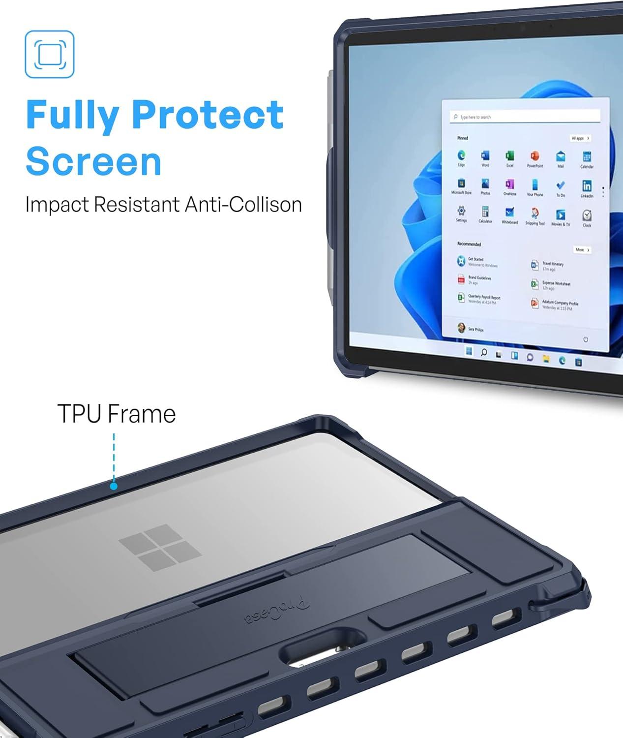 image:imageProCase Rugged Case for Microsoft Surface Go 3 105 2021 Surface Go 2 2020 Surface Go 2018 Shockproof Protective Cover Case with Pen Holder Hand Strap Compatible with Type Cover Keyboard BlackNavy