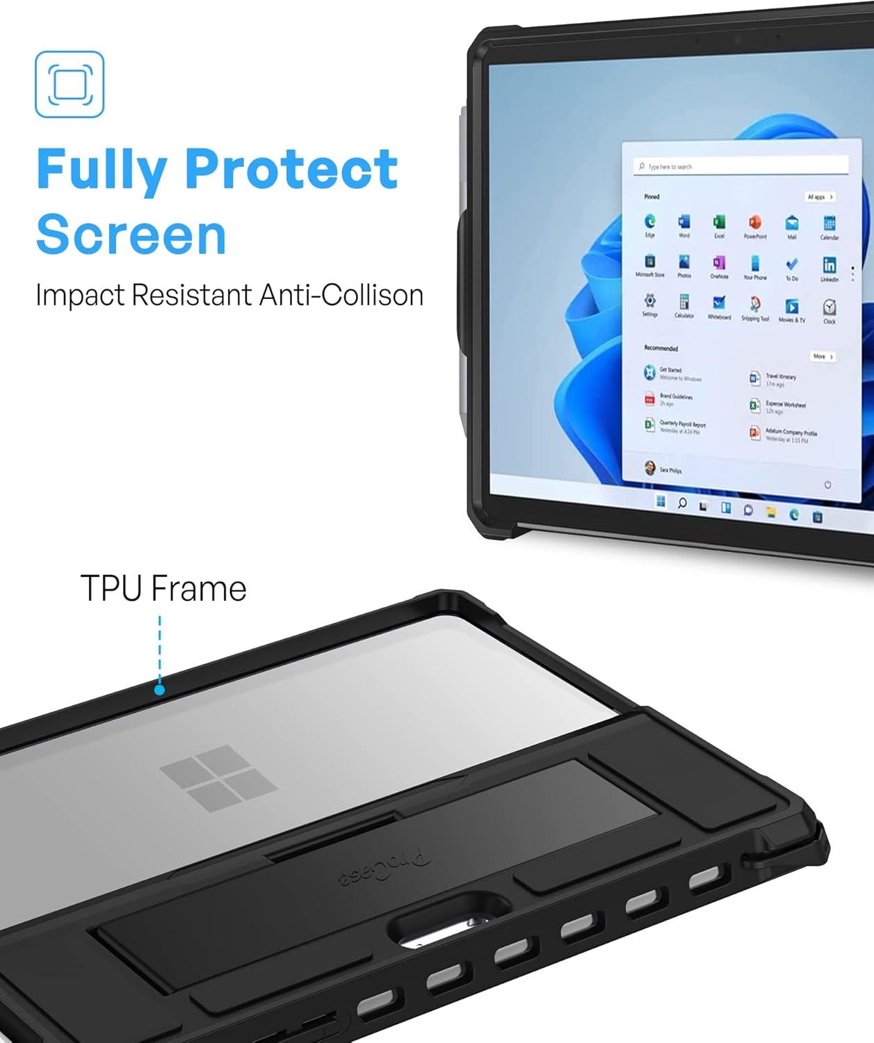 image:imageProCase Rugged Case for Microsoft Surface Go 3 105 2021 Surface Go 2 2020 Surface Go 2018 Shockproof Protective Cover Case with Pen Holder Hand Strap Compatible with Type Cover Keyboard BlackBlack