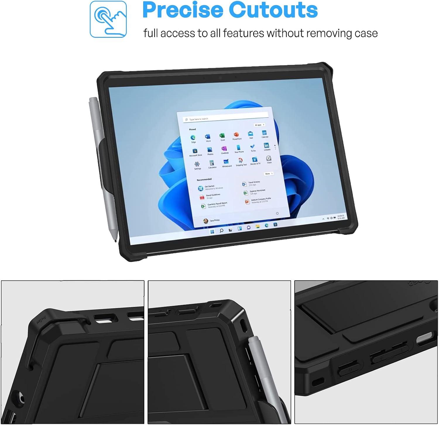 image:imageProCase Rugged Case for Microsoft Surface Go 3 105 2021 Surface Go 2 2020 Surface Go 2018 Shockproof Protective Cover Case with Pen Holder Hand Strap Compatible with Type Cover Keyboard BlackBlack