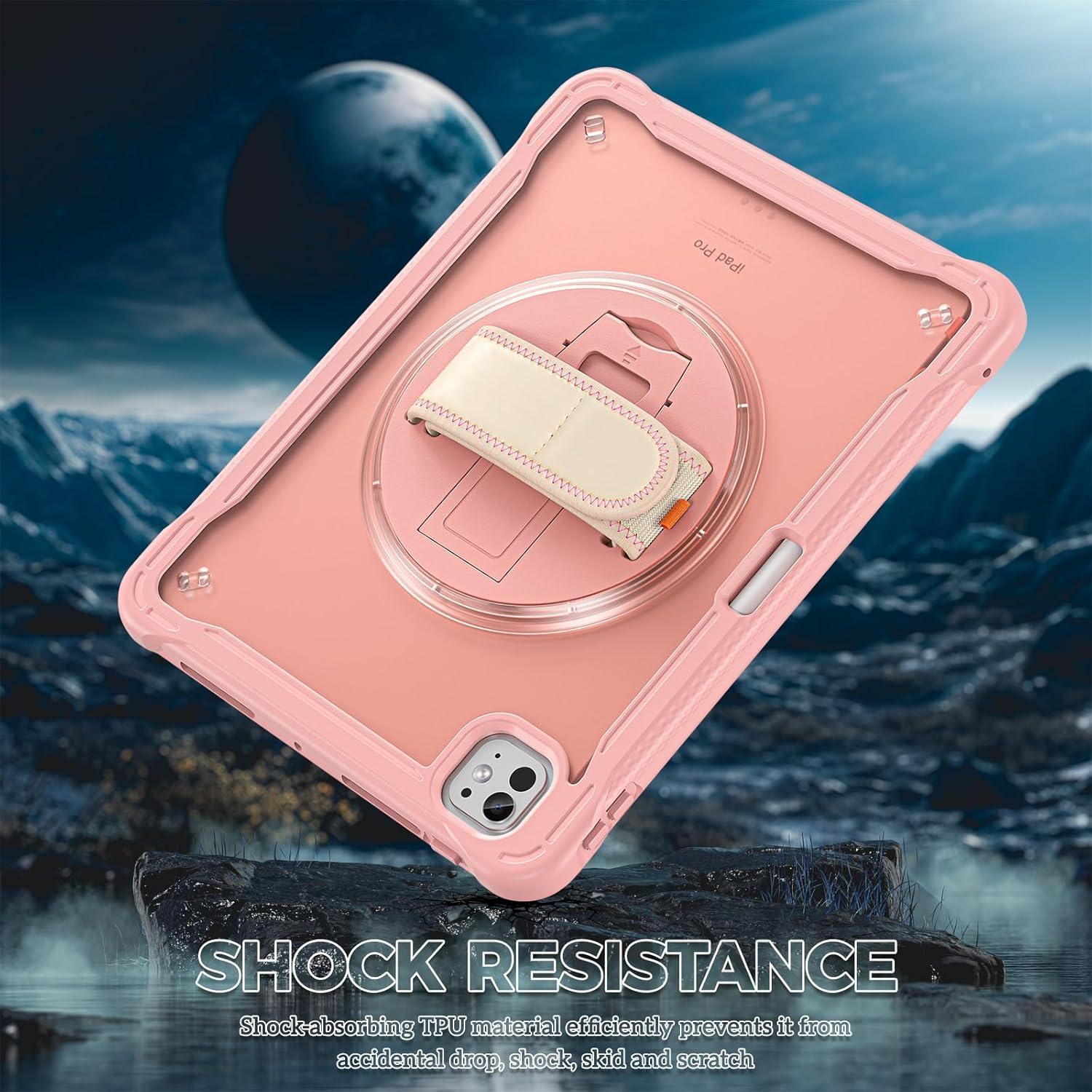 image:imageProCase Rugged Case for iPad Pro 11 inch 2025 M5 2024 M4 with Pencil Hold Heavy Duty Shockproof Rugged Cover with Hand Strap 360 Degree Rotatable Kickstand Protective for iPad Pro 11 BlackPink