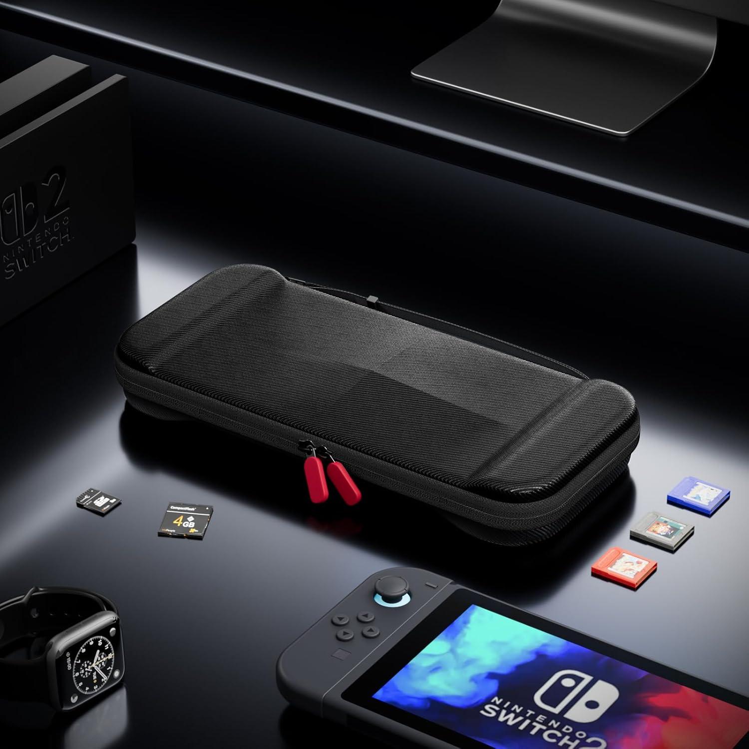 image:imageProCase Slim Carrying Case for Nintendo Switch 2 2025 Travel Case HardShell with 12 Game Card Slots Switch 2 Protector Accessories PurpleBlack