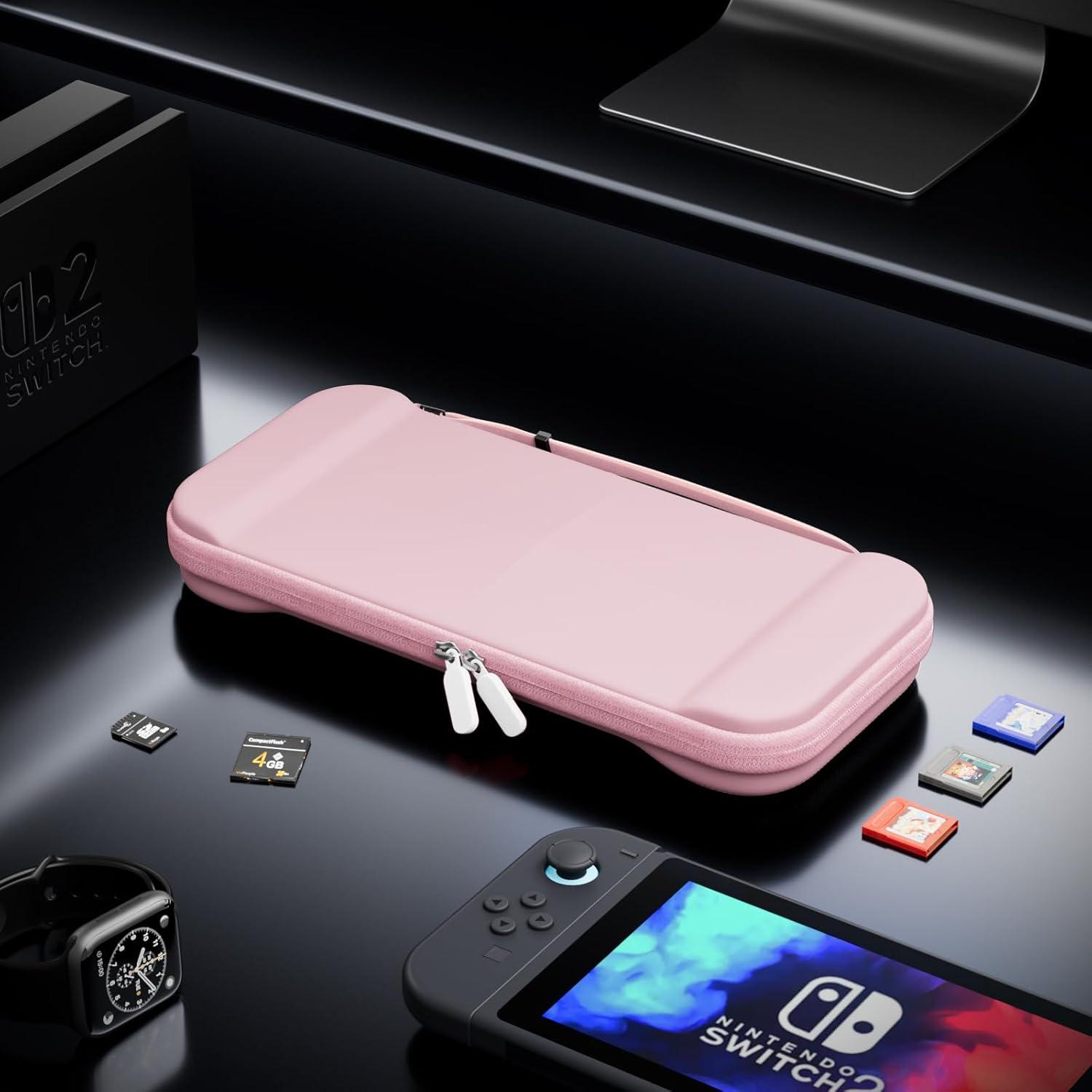 image:imageProCase Slim Carrying Case for Nintendo Switch 2 2025 Travel Case HardShell with 12 Game Card Slots Switch 2 Protector Accessories PurplePink