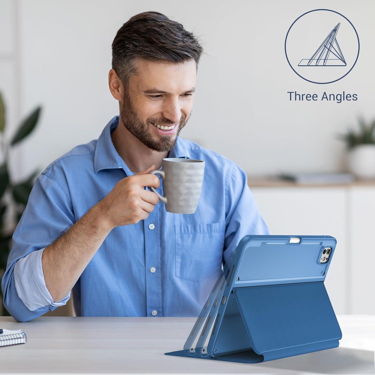 image:imageProCase Smart Case for iPad Pro 11 Inch 2025M5 2024M4 with Pencil Holder Clear Back Slim TriAngle Folio Stand Shell Tablet Cover for iPad Pro 11 BlackTeal