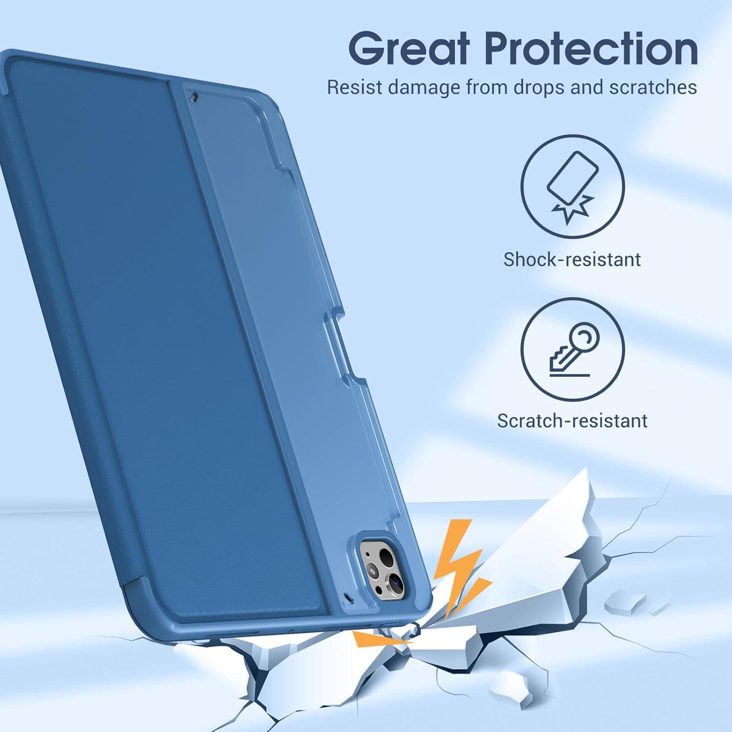 image:imageProCase Smart Case for iPad Pro 11 Inch 2025M5 2024M4 with Pencil Holder Clear Back Slim TriAngle Folio Stand Shell Tablet Cover for iPad Pro 11 BlackTeal