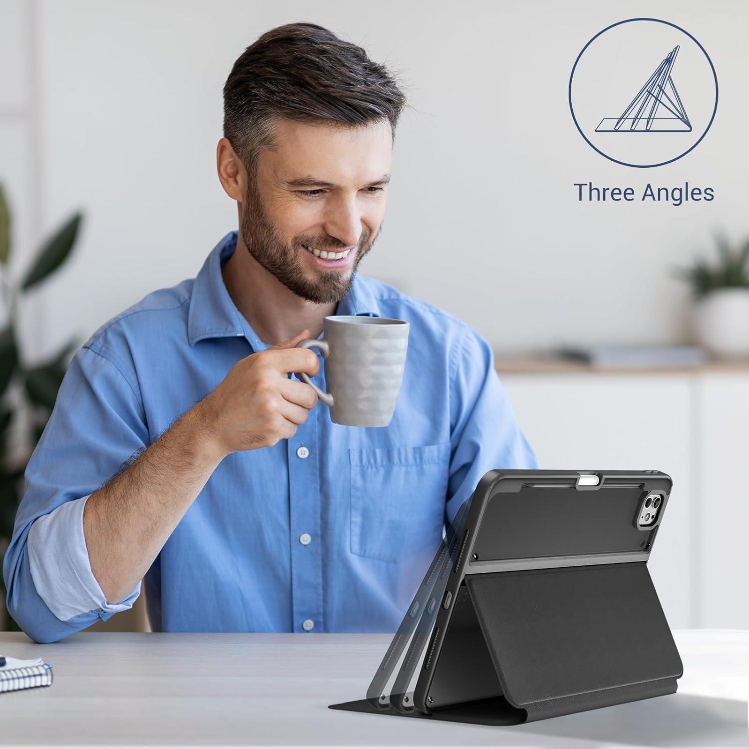 image:imageProCase Smart Case for iPad Pro 11 Inch 2025M5 2024M4 with Pencil Holder Clear Back Slim TriAngle Folio Stand Shell Tablet Cover for iPad Pro 11 BlackBlack