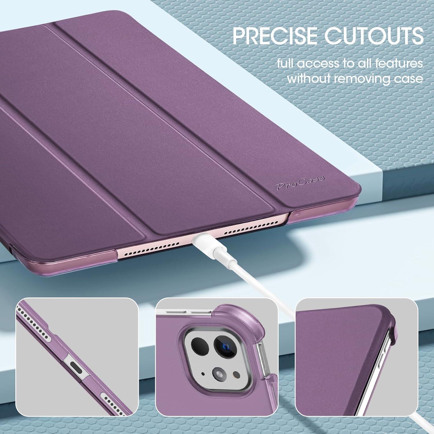 image:imageProCase Smart Case for iPad Pro 11 Inch M5 2025M4 2024 Model A3357A3358A3359A2836A2837A3006 Slim Folio Stand Hard Back Shell Protective Tablet Cover for iPad Pro 11 6th5th Gen BlackDarkpurple
