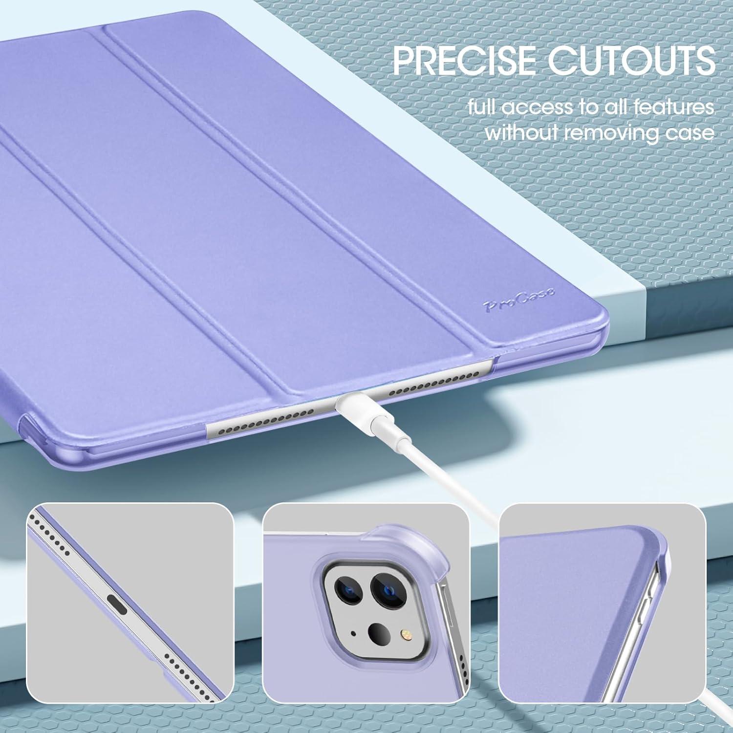 image:imageProCase Smart Case for iPad Pro 11 Inch M5 2025M4 2024 Model A3357A3358A3359A2836A2837A3006 Slim Folio Stand Hard Back Shell Protective Tablet Cover for iPad Pro 11 6th5th Gen BlackLightpurple