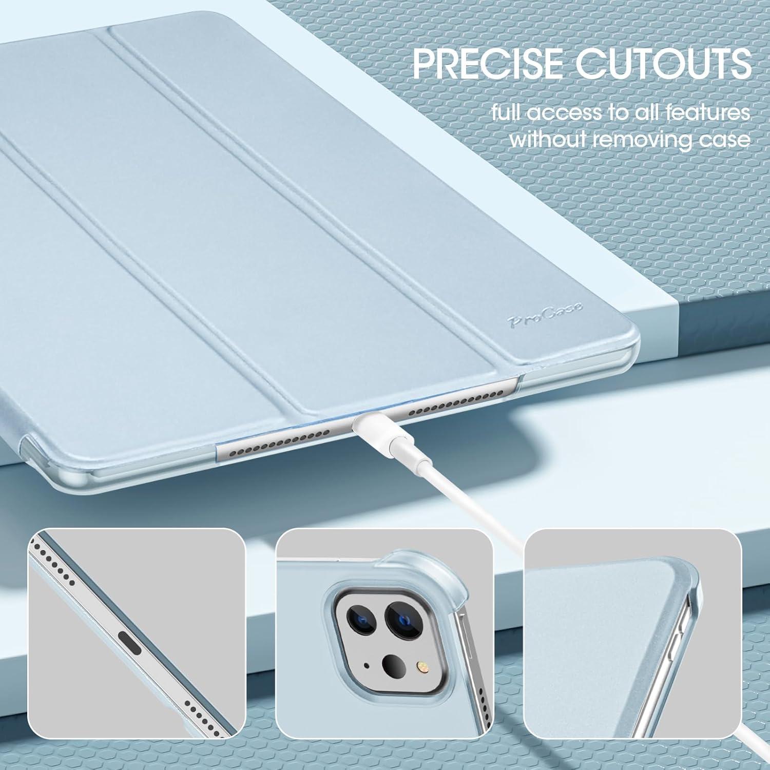 image:imageProCase Smart Case for iPad Pro 11 Inch M5 2025M4 2024 Model A3357A3358A3359A2836A2837A3006 Slim Folio Stand Hard Back Shell Protective Tablet Cover for iPad Pro 11 6th5th Gen BlackBlue