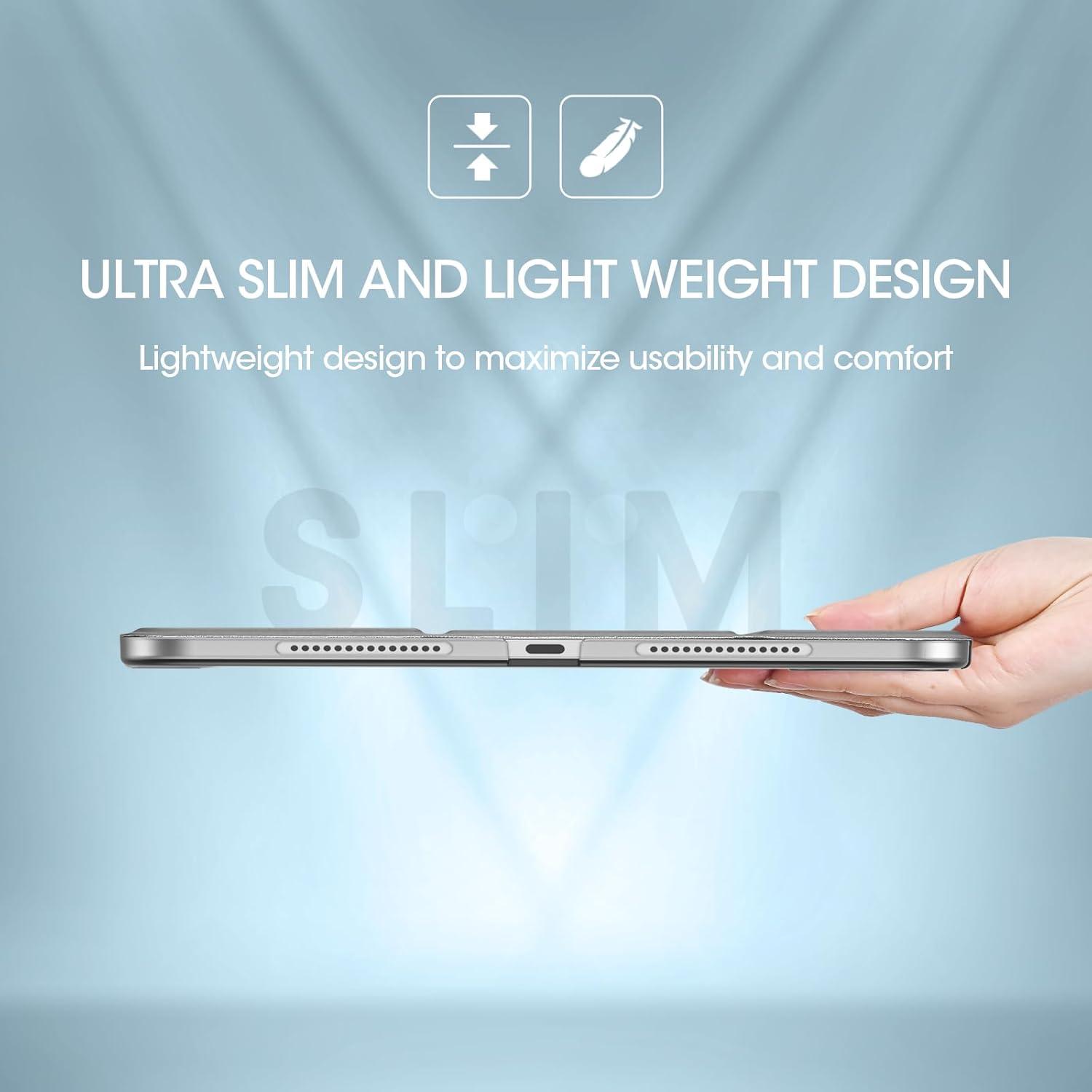 image:imageProCase Smart Case for iPad Pro 11 Inch M5 2025M4 2024 Model A3357A3358A3359A2836A2837A3006 Slim Folio Stand Hard Back Shell Protective Tablet Cover for iPad Pro 11 6th5th Gen BlackGrey