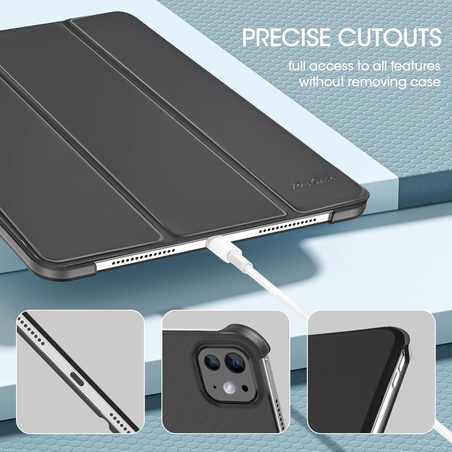 image:imageProCase Smart Case for iPad Pro 11 Inch M5 2025M4 2024 Model A3357A3358A3359A2836A2837A3006 Slim Folio Stand Hard Back Shell Protective Tablet Cover for iPad Pro 11 6th5th Gen BlackBlack