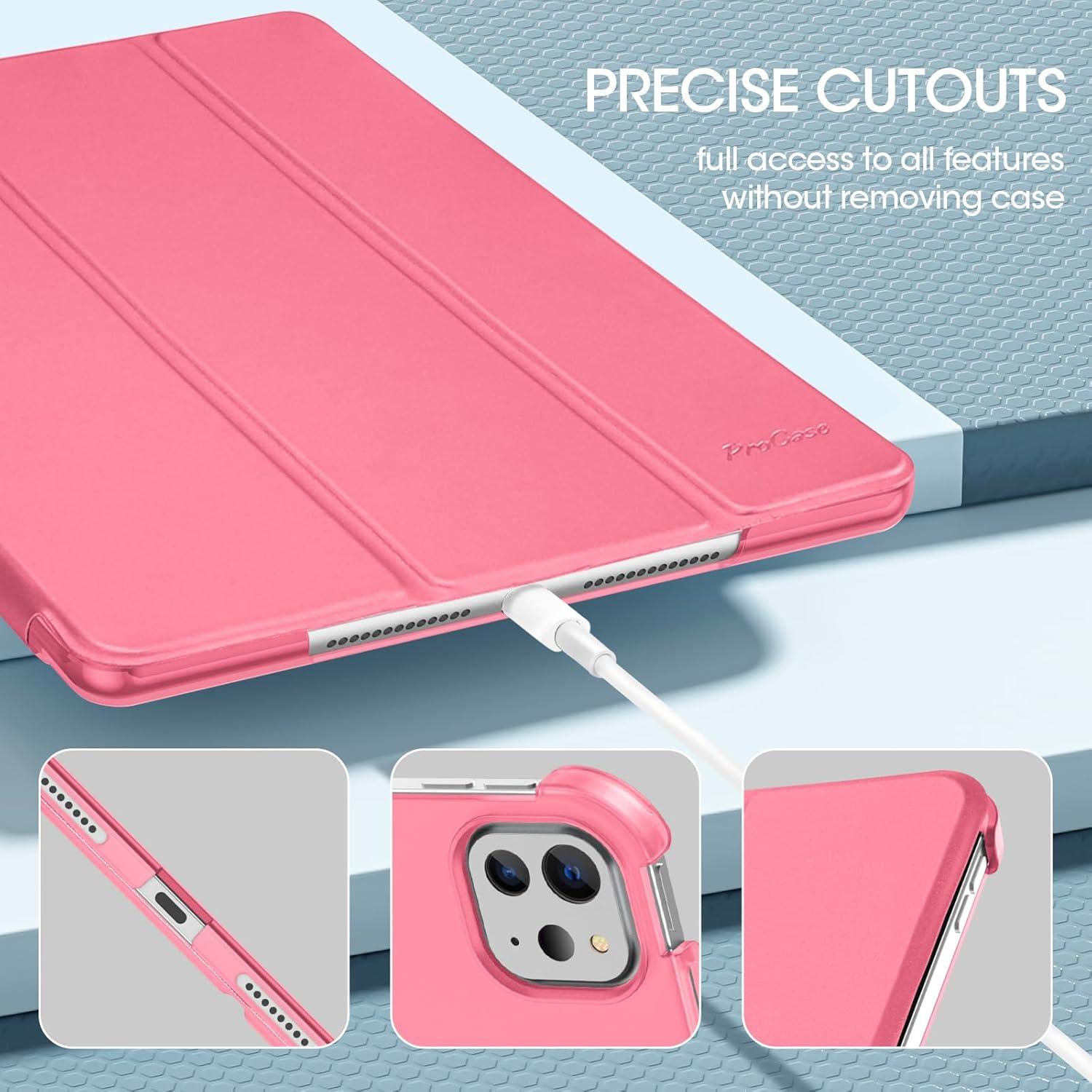 image:imageProCase Smart Case for iPad Pro 11 Inch M5 2025M4 2024 Model A3357A3358A3359A2836A2837A3006 Slim Folio Stand Hard Back Shell Protective Tablet Cover for iPad Pro 11 6th5th Gen BlackMelonpink