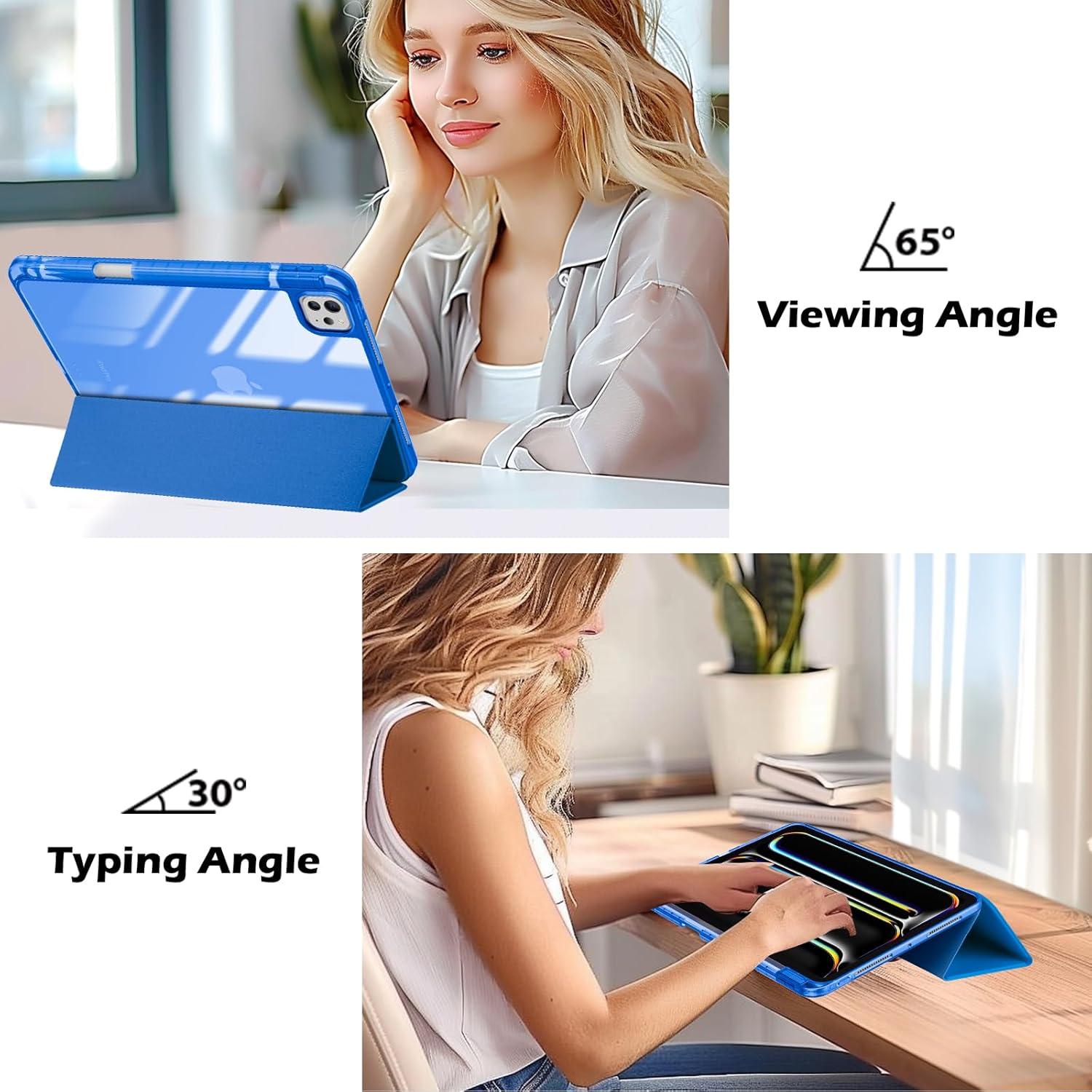 image:imageProCase Smart Case for iPad Pro 11 Inch M5 2025M4 2024 with Pencil Holder Clear Back Slim Trifold Folio Stand Shell Tablet Cover for iPad Pro 11 6th5th Gen BlackBlue