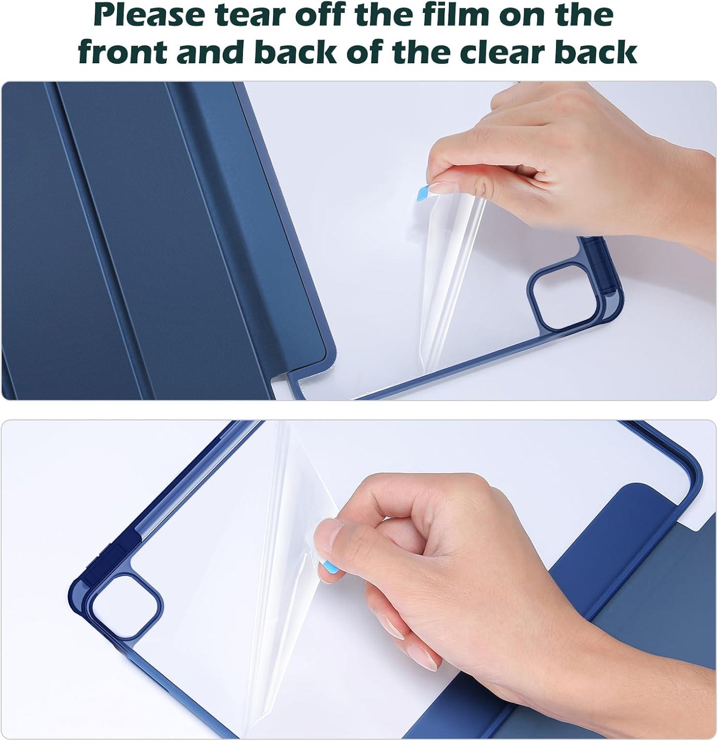 image:imageProCase Smart Case for iPad Pro 11 Inch M5 2025M4 2024 with Pencil Holder Clear Back Slim Trifold Folio Stand Shell Tablet Cover for iPad Pro 11 6th5th Gen BlackNavy