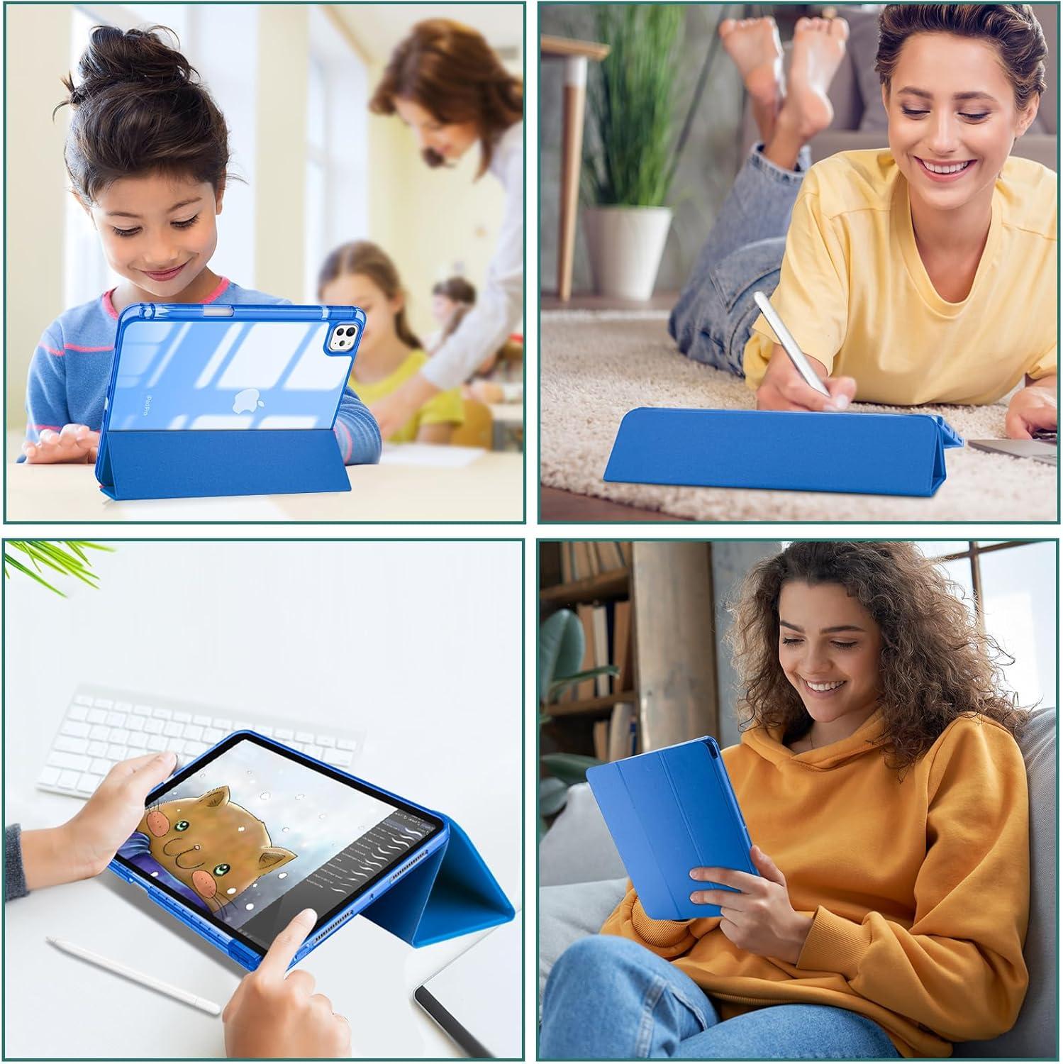 image:imageProCase Smart Case for iPad Pro 11 Inch M5 2025M4 2024 with Pencil Holder Clear Back Slim Trifold Folio Stand Shell Tablet Cover for iPad Pro 11 6th5th Gen BlackBlue