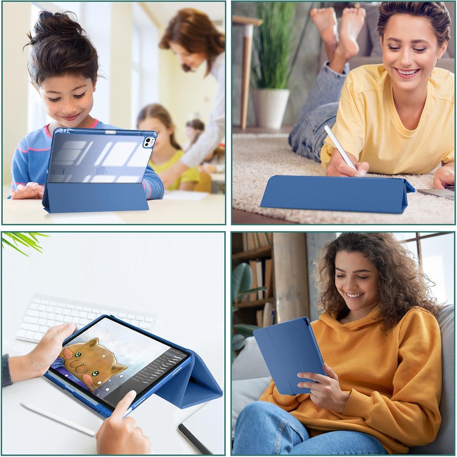 image:imageProCase Smart Case for iPad Pro 11 Inch M5 2025M4 2024 with Pencil Holder Clear Back Slim Trifold Folio Stand Shell Tablet Cover for iPad Pro 11 6th5th Gen BlackNavy