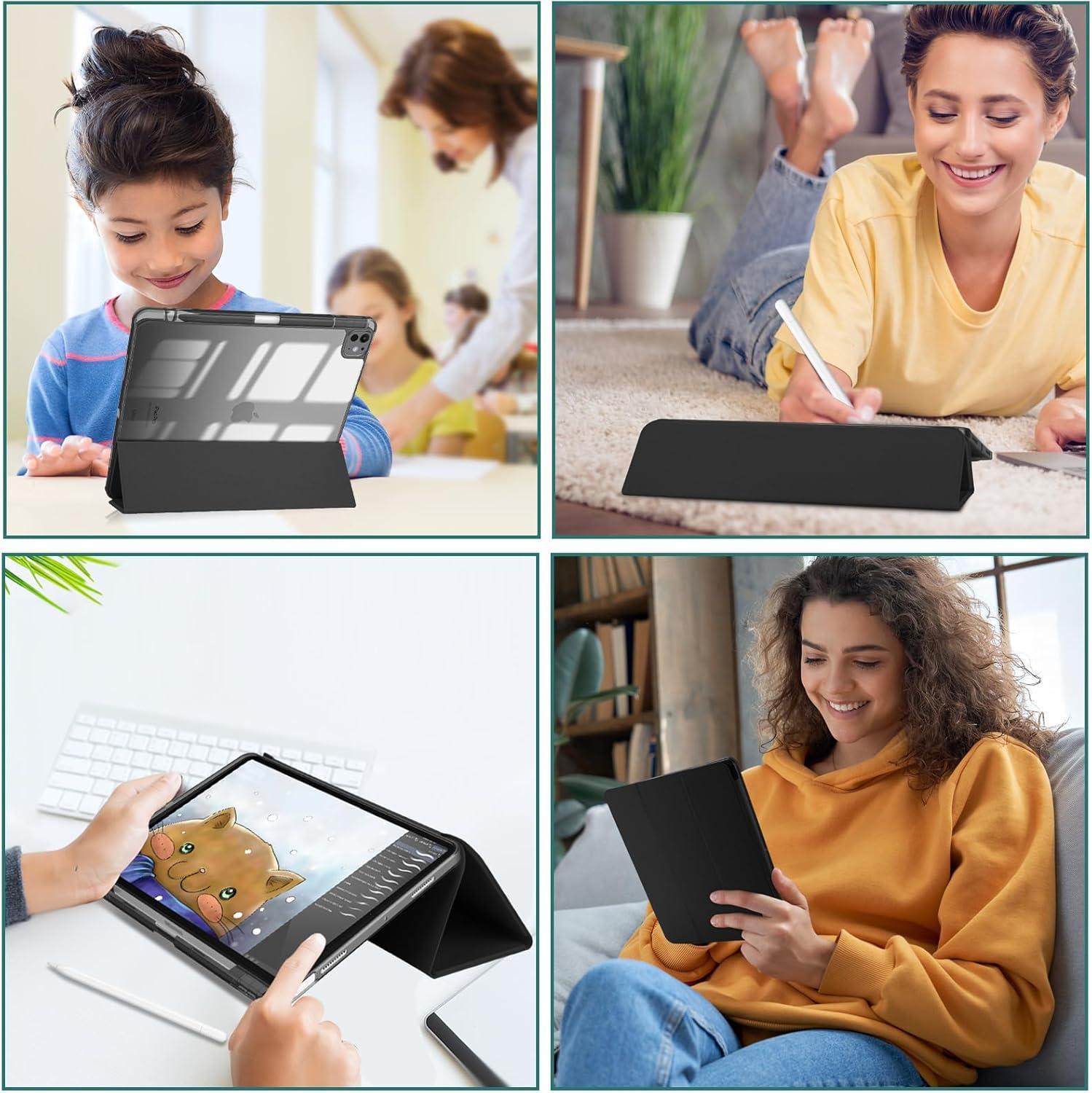 image:imageProCase Smart Case for iPad Pro 11 Inch M5 2025M4 2024 with Pencil Holder Clear Back Slim Trifold Folio Stand Shell Tablet Cover for iPad Pro 11 6th5th Gen BlackBlack