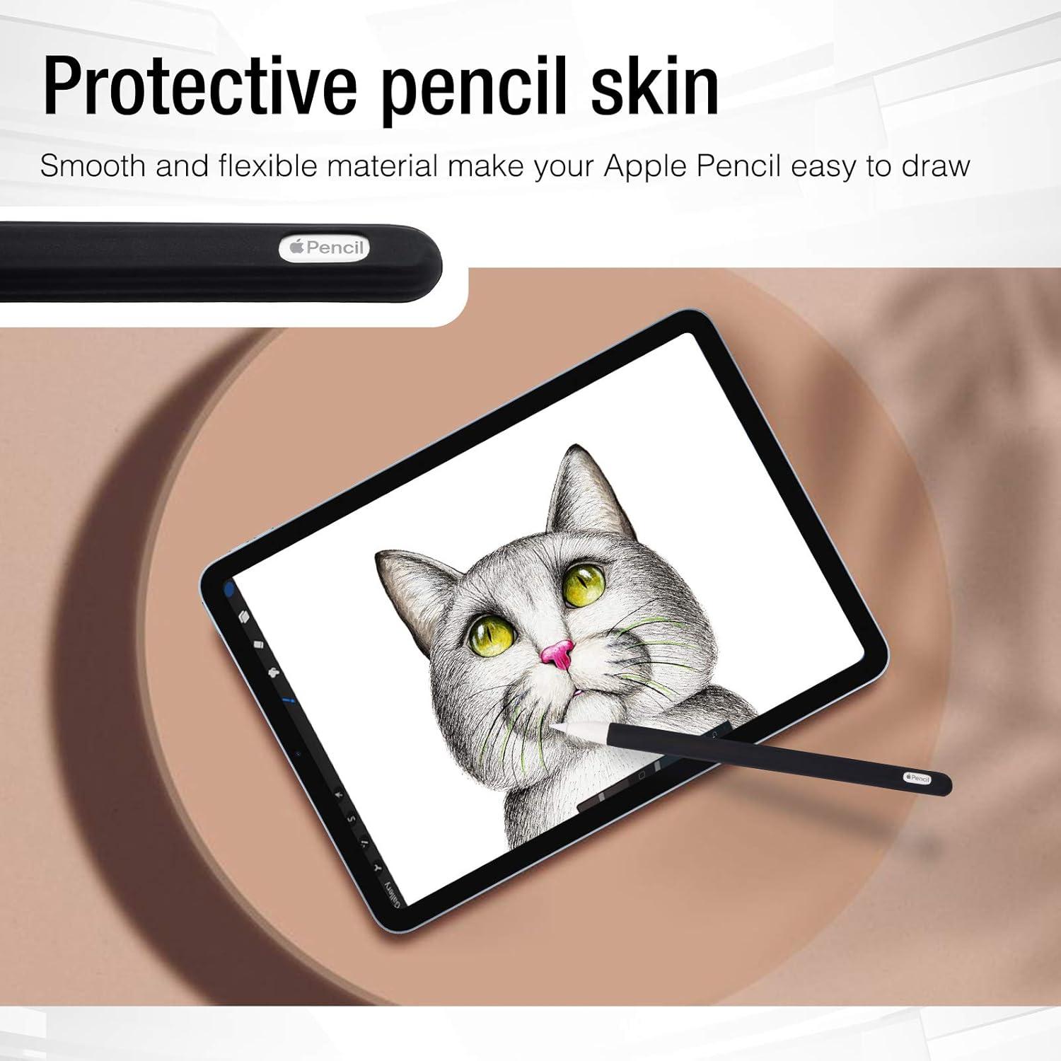 image:imageProCase Soft Silicone Case for Apple Pencil 2nd Generation Protective Sleeve Holder Grip and Nib Cover Accessories Kit Compatible with Apple Pencil 2nd Gen iPad Pro 129 Inch 11 Inch Black