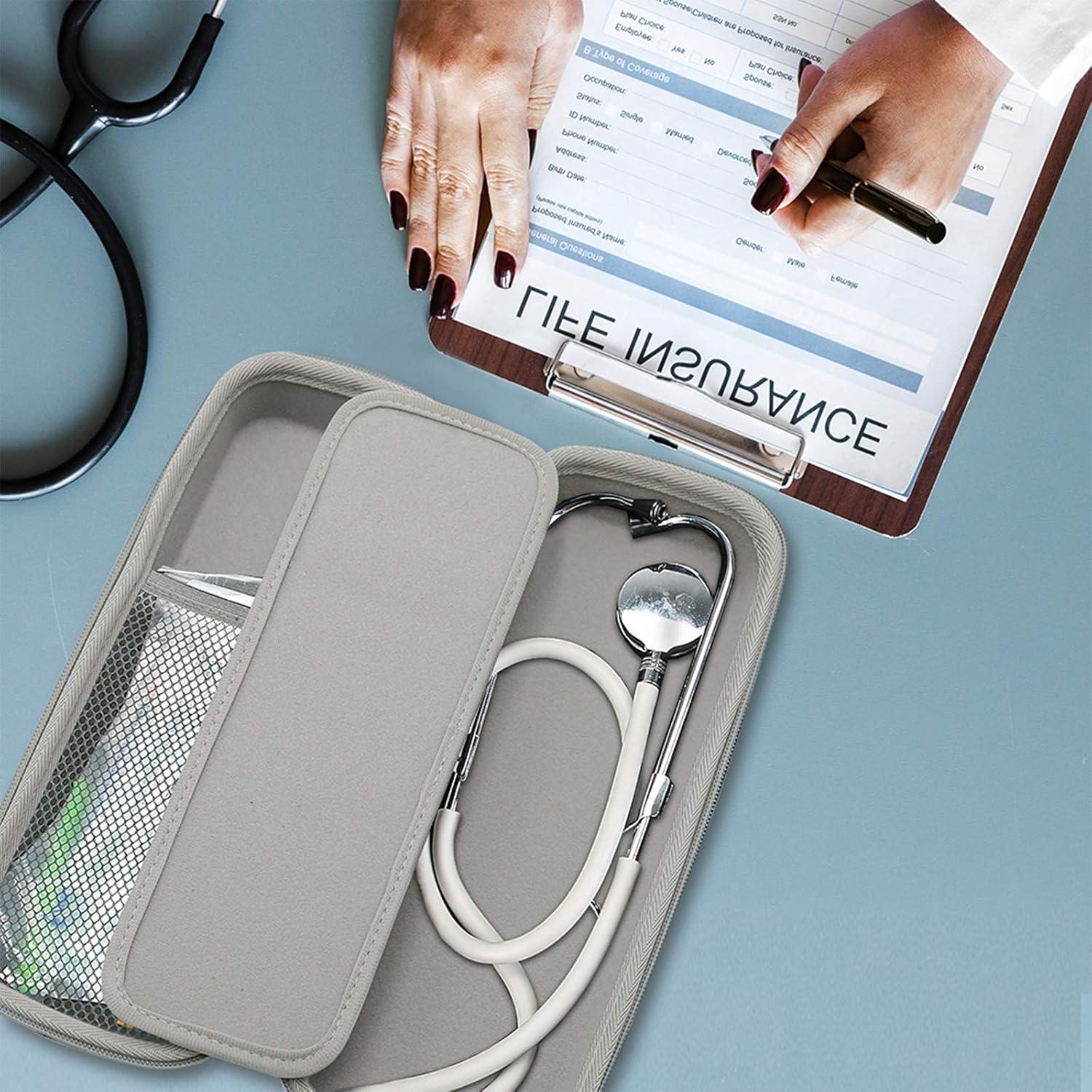 image:imageProCase Stethoscope Hard Carrying Case Shockproof Travel Storage Bag for LittmannOmronADCDixie EMS Stethoscope with Extra Mesh Pockets for Small Accessories Device NOT Included BlackGrey
