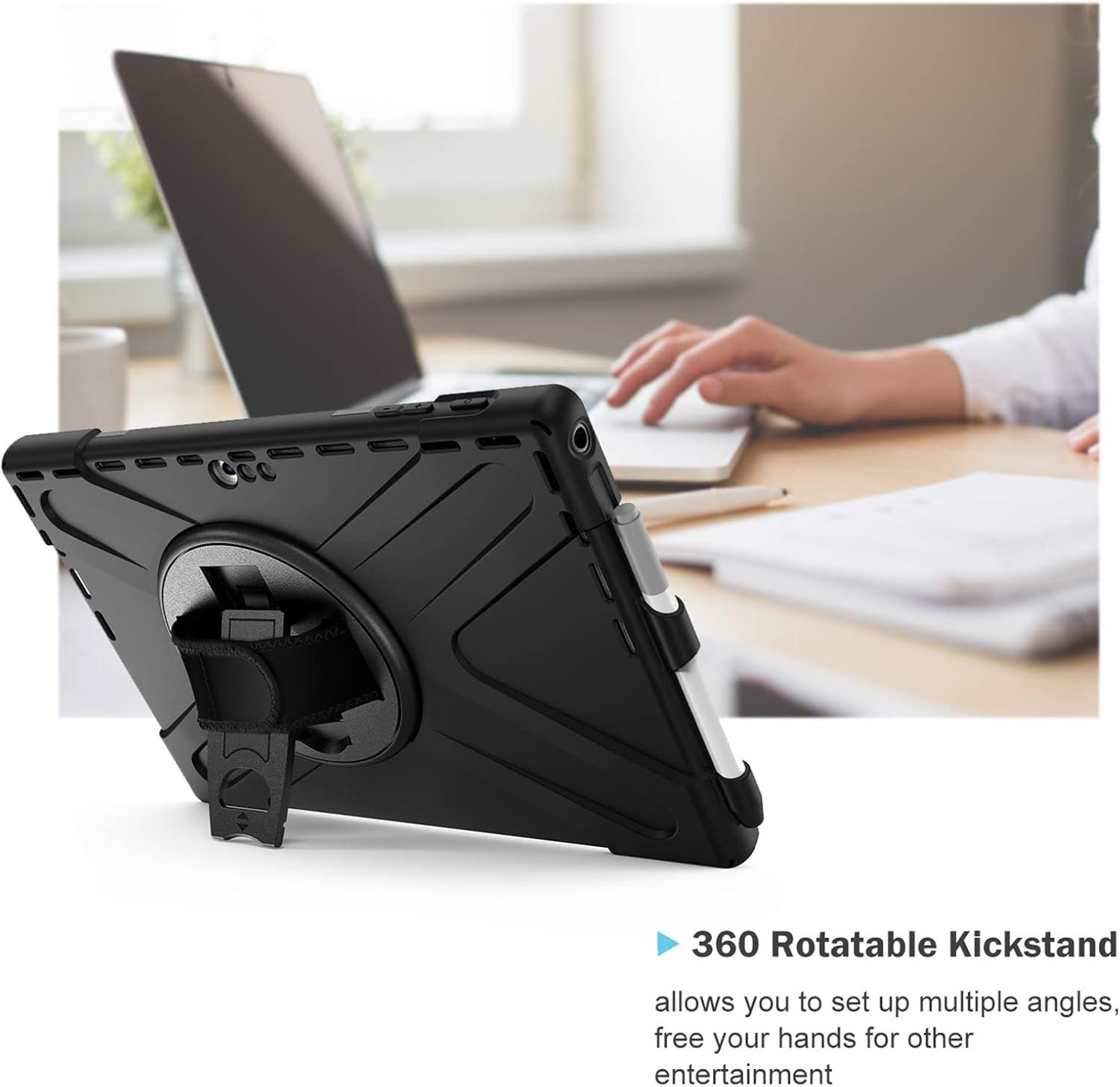 image:imageProCase Surface Pro 6 Surface Pro 5 Pro 4 Pro LTE Case Full Body Hybrid Protective Case 360 Degree Rotatable HeavyDuty Cover with Adjustable Hand Strap Shoulder Belt and Kickstand BlackBlack