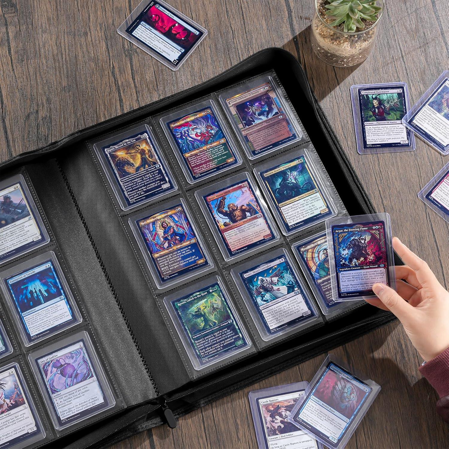image:imageProCase Top Loader Binder 9 Pocket Holds 324 Toploaders Waterproof PU Leather with NonPVC Pockets for Trading Cards or Sports Cards Compatible with TCG MTG in 3x4 Toploader Lightblue2Black