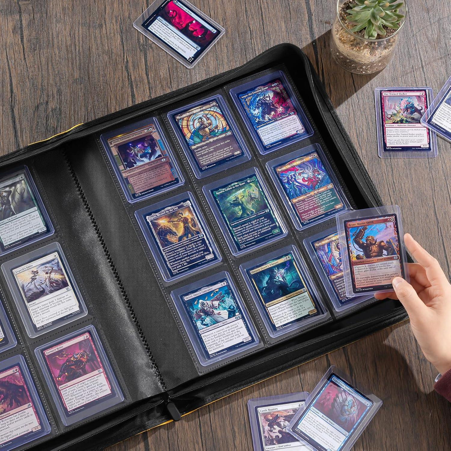 image:imageProCase Top Loader Binder 9 Pocket Holds 324 Toploaders Waterproof PU Leather with NonPVC Pockets for Trading Cards or Sports Cards Compatible with TCG MTG in 3x4 Toploader Lightblue1Yellow