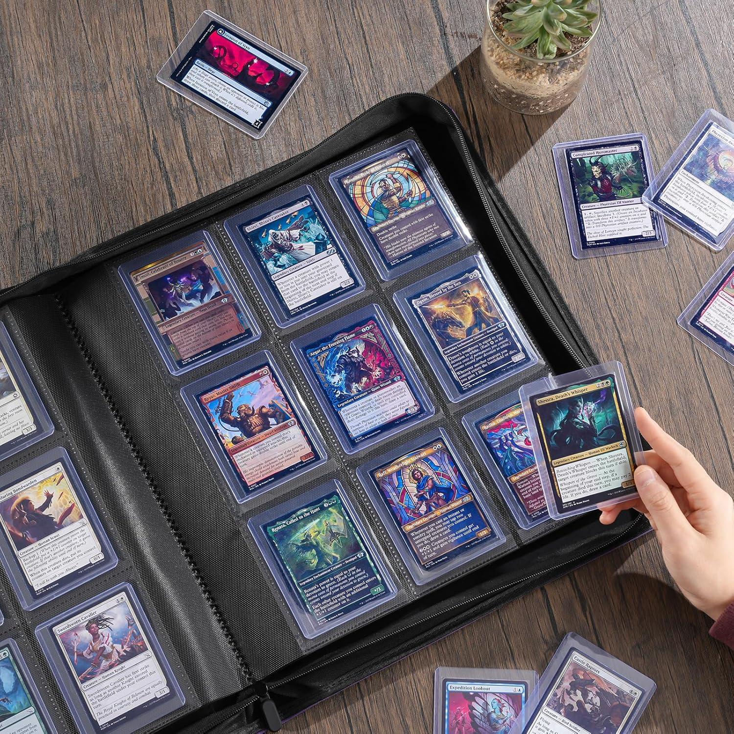 image:imageProCase Top Loader Binder 9 Pocket Holds 324 Toploaders Waterproof PU Leather with NonPVC Pockets for Trading Cards or Sports Cards Compatible with TCG MTG in 3x4 Toploader Lightblue3Purple