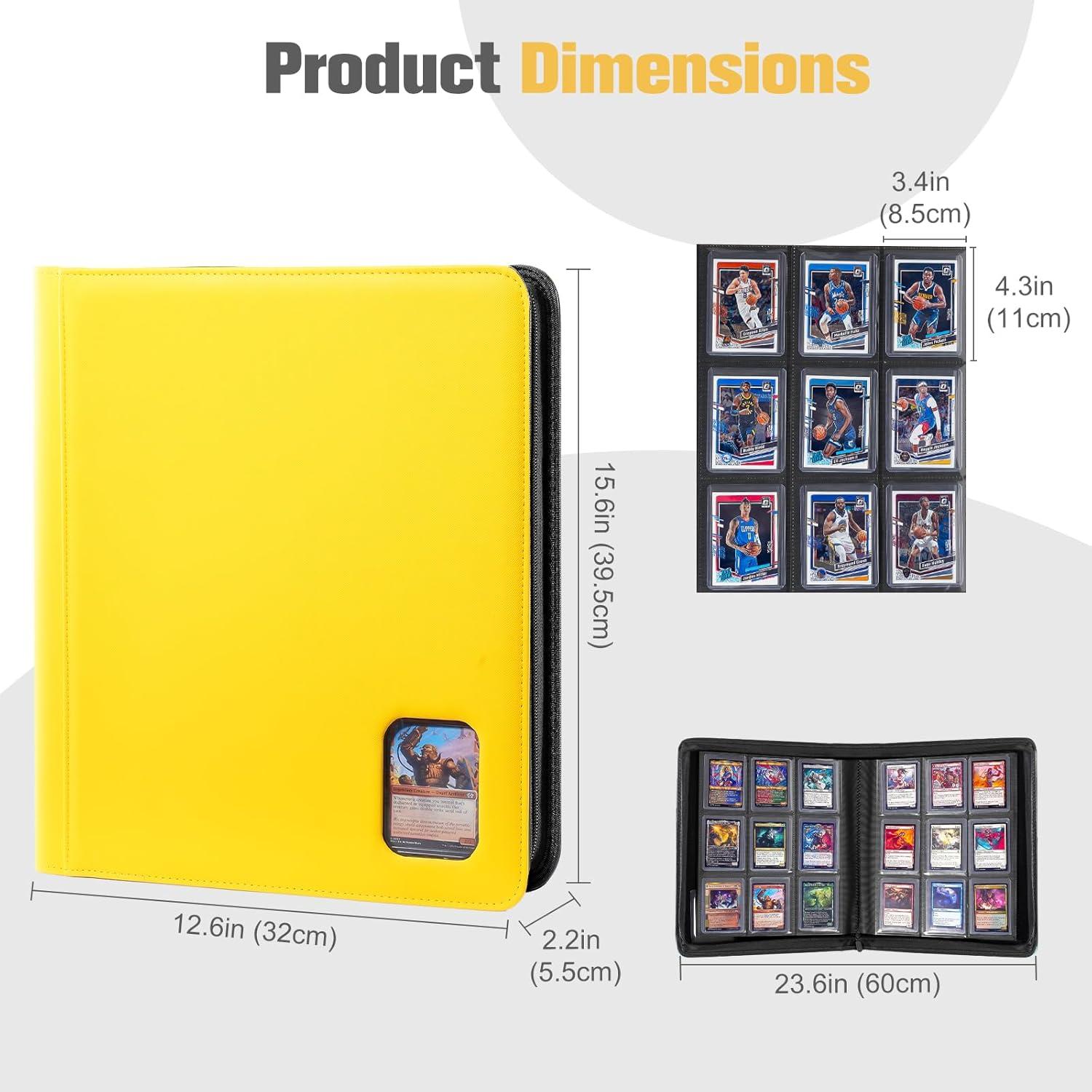 image:imageProCase Top Loader Binder 9 Pocket Holds 324 Toploaders Waterproof PU Leather with NonPVC Pockets for Trading Cards or Sports Cards Compatible with TCG MTG in 3x4 Toploader Lightblue1Yellow