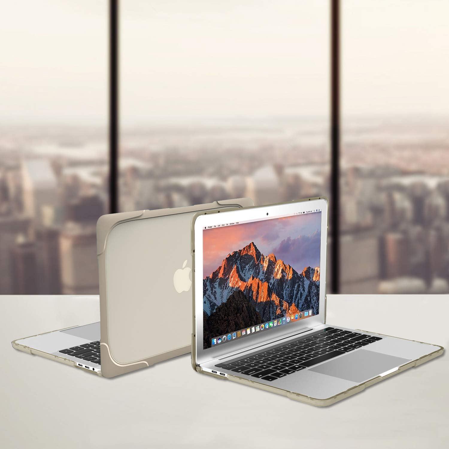 image:imageProCase for MacBook Air 13 Inch Case 2020 2019 2018 Release A2337 M1 A2179 A1932 Heavy Duty Slim Hard Shell Protective Cover with Fold Kickstand for MacBook Air 13 Retina with Touch ID BlackKhaki
