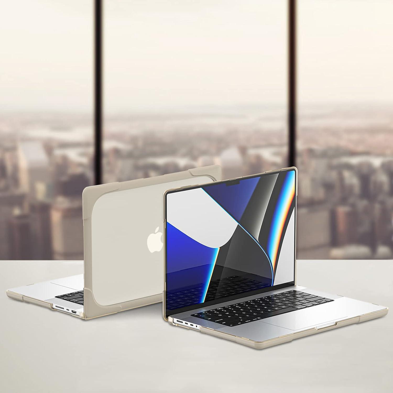 image:imageProCase for MacBook Pro 142 Inch 2026 M5 M5 Pro M5 Max 2024 M4 A3112 A3185 A3401 20232021 M3 A2918 A2992 M2 A2779 M1 A2442 Heavy Duty Hard Shell Case with Fold Kickstand LightblueKhaki