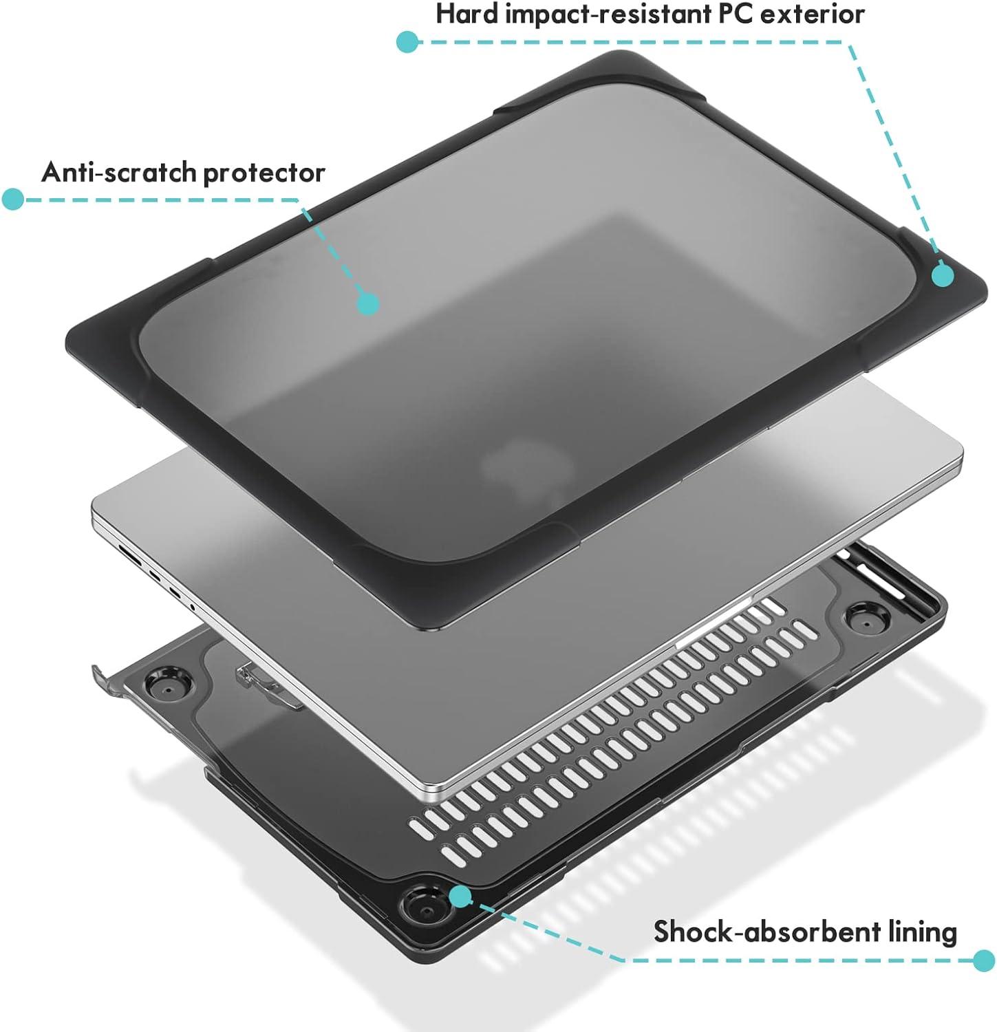 image:imageProCase for MacBook Pro 142 Inch 2026 M5 M5 Pro M5 Max 2024 M4 A3112 A3185 A3401 20232021 M3 A2918 A2992 M2 A2779 M1 A2442 Heavy Duty Hard Shell Case with Fold Kickstand LightblueBlack
