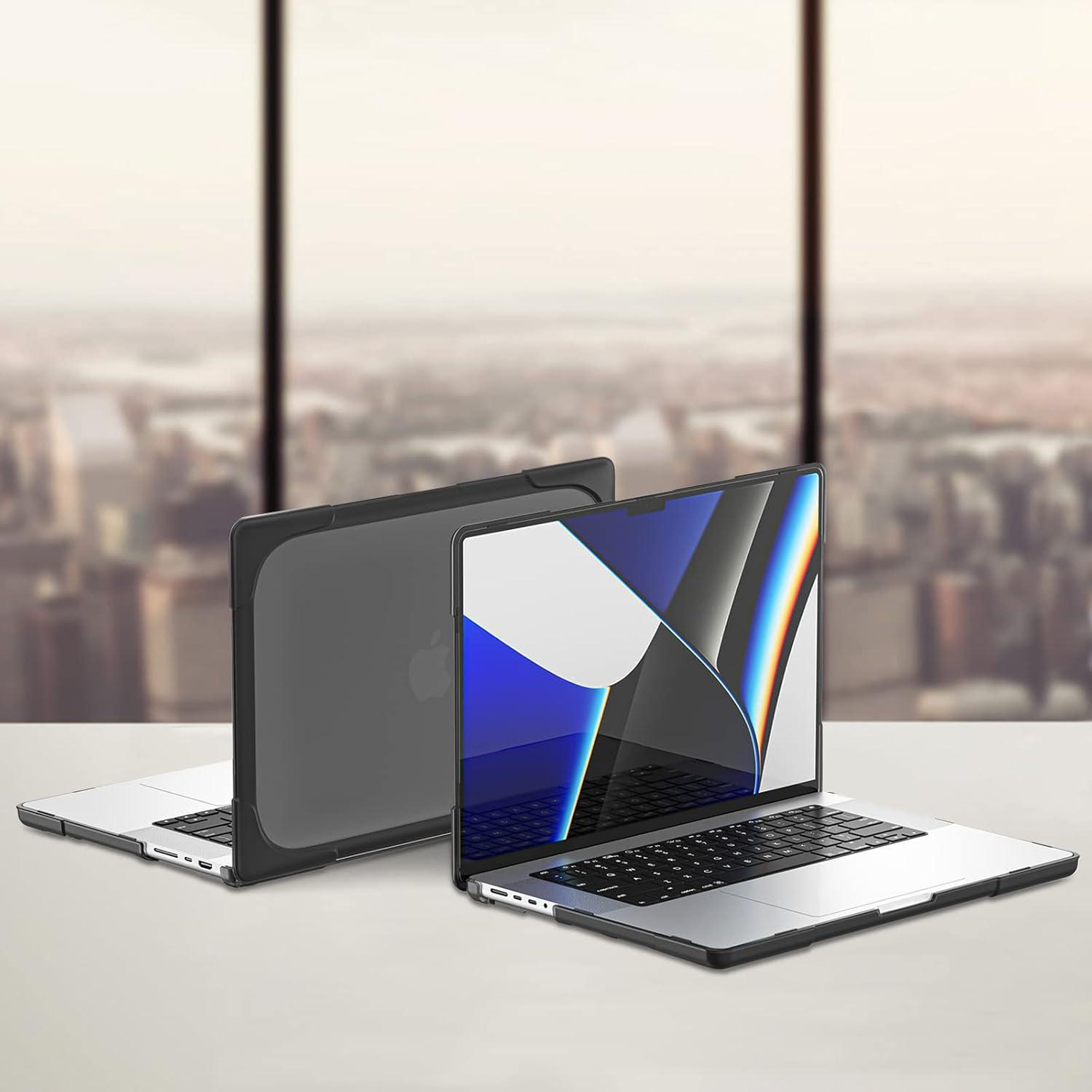 image:imageProCase for MacBook Pro 142 Inch 2026 M5 M5 Pro M5 Max 2024 M4 A3112 A3185 A3401 20232021 M3 A2918 A2992 M2 A2779 M1 A2442 Heavy Duty Hard Shell Case with Fold Kickstand LightblueBlack