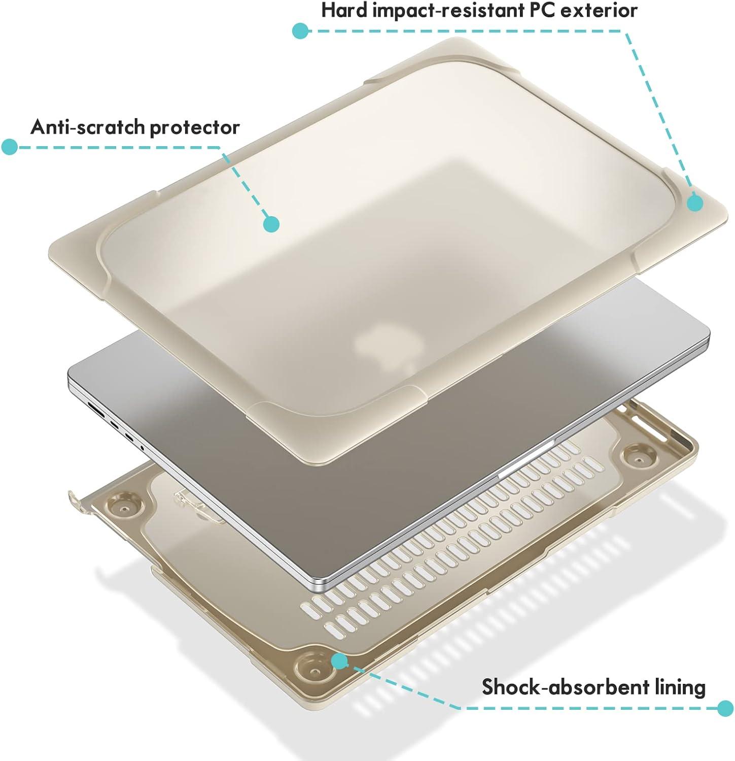 image:imageProCase for MacBook Pro 142 Inch 2026 M5 M5 Pro M5 Max 2024 M4 A3112 A3185 A3401 20232021 M3 A2918 A2992 M2 A2779 M1 A2442 Heavy Duty Hard Shell Case with Fold Kickstand LightblueKhaki