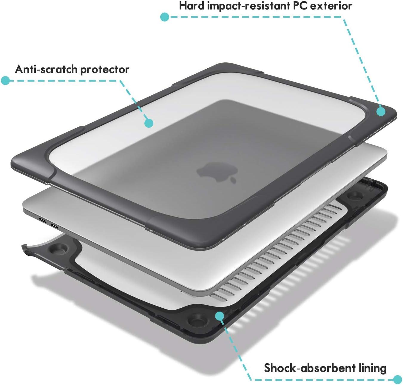 image:imageProCase for MacBook Pro 16 2019 A2141 Heavy Duty Hard Shell Dual Layer Protective Cover with Fold Kickstand BlackBlack