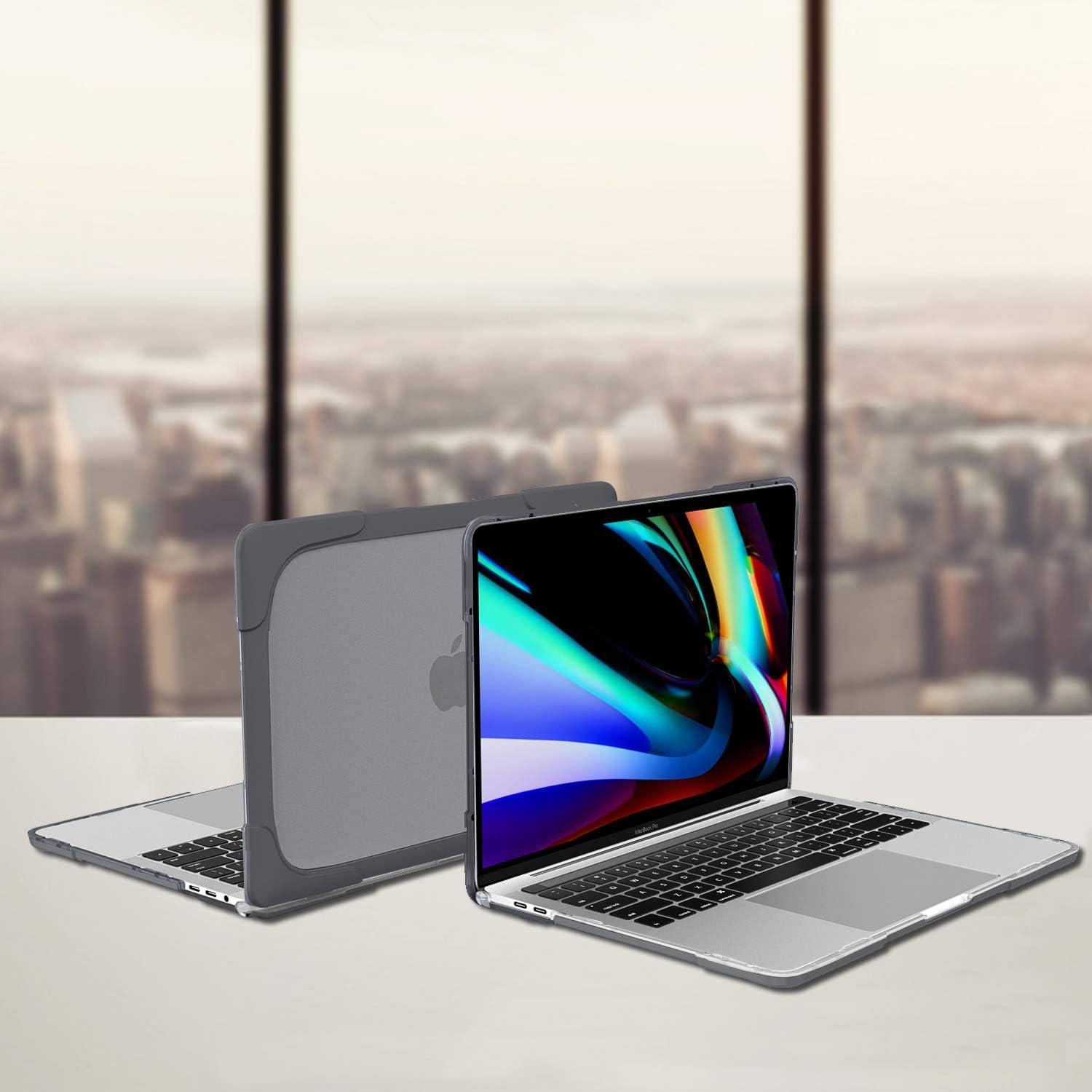 image:imageProCase for MacBook Pro 16 2019 A2141 Heavy Duty Hard Shell Dual Layer Protective Cover with Fold Kickstand BlackGrey